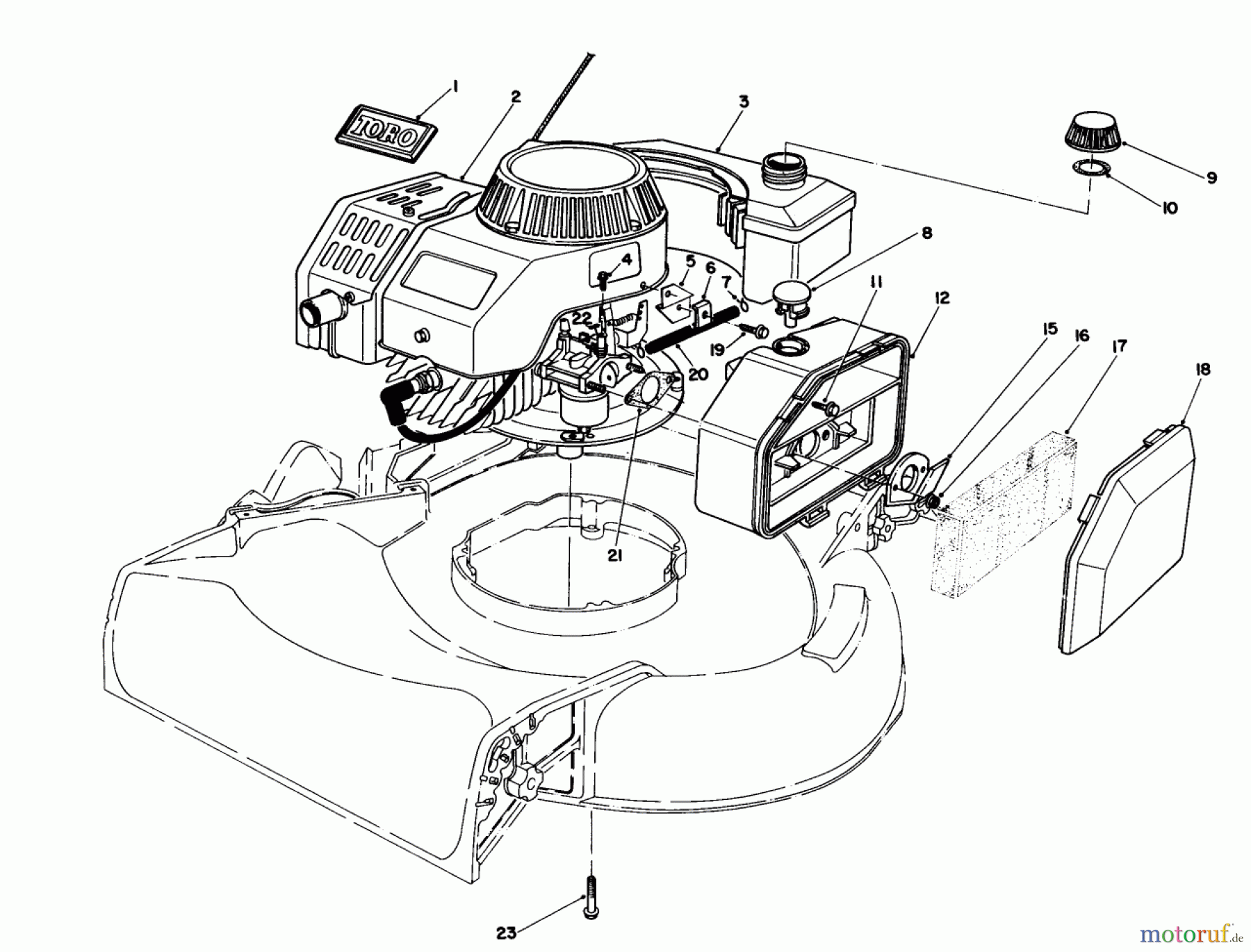 Toro Neu Mowers, Walk-Behind Seite 1 16580 - Toro Lawnmower, 1983 (3000001-3999999) ENGINE ASSEMBLY