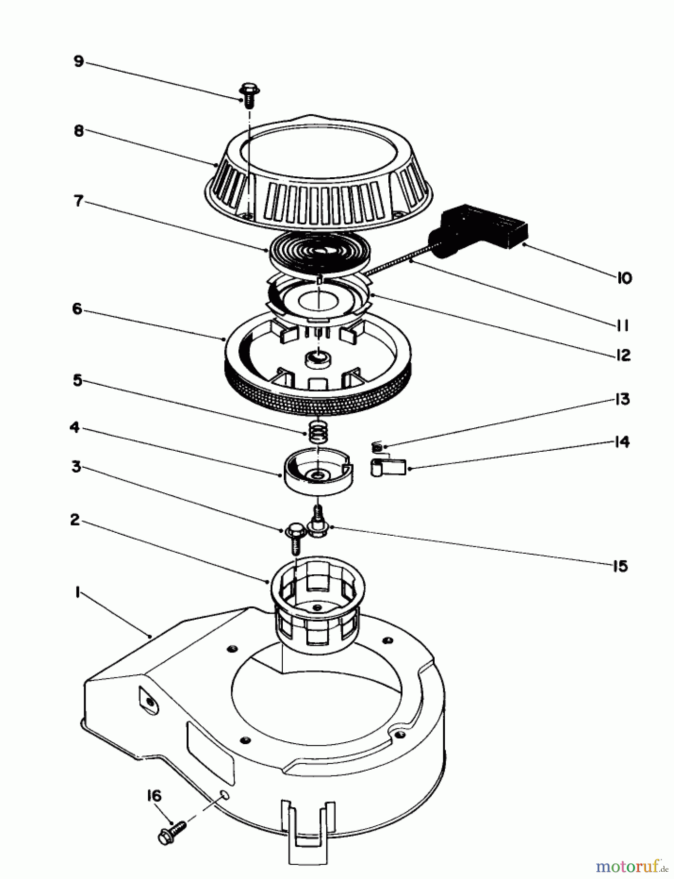 Toro Neu Mowers, Walk-Behind Seite 1 16580 - Toro Lawnmower, 1983 (3000001-3999999) RECOIL ASSEMBLY