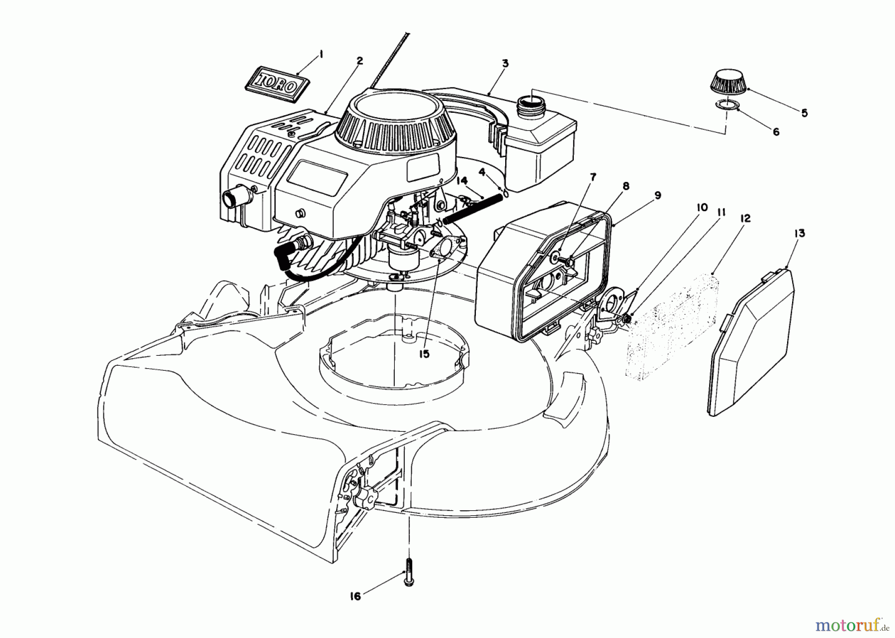 Toro Neu Mowers, Walk-Behind Seite 1 16580 - Toro Lawnmower, 1984 (4000001-4999999) ENGINE ASSEMBLY