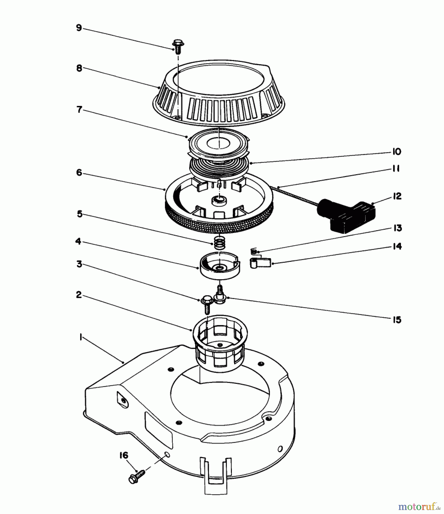 Toro Neu Mowers, Walk-Behind Seite 1 16585 - Toro Lawnmower, 1985 (5000001-5999999) RECOIL ASSEMBLY