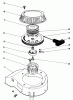 Toro 16585 - Lawnmower, 1986 (6000001-6999999) Ersatzteile RECOIL ASSEMBLY ENGINE 47PE-4 (USED ON UNITS WITH SERIAL NO. 6000101-6002073) ENGINE 47PF-5 (USED ON UNITS WITH SERIAL NO. 60020