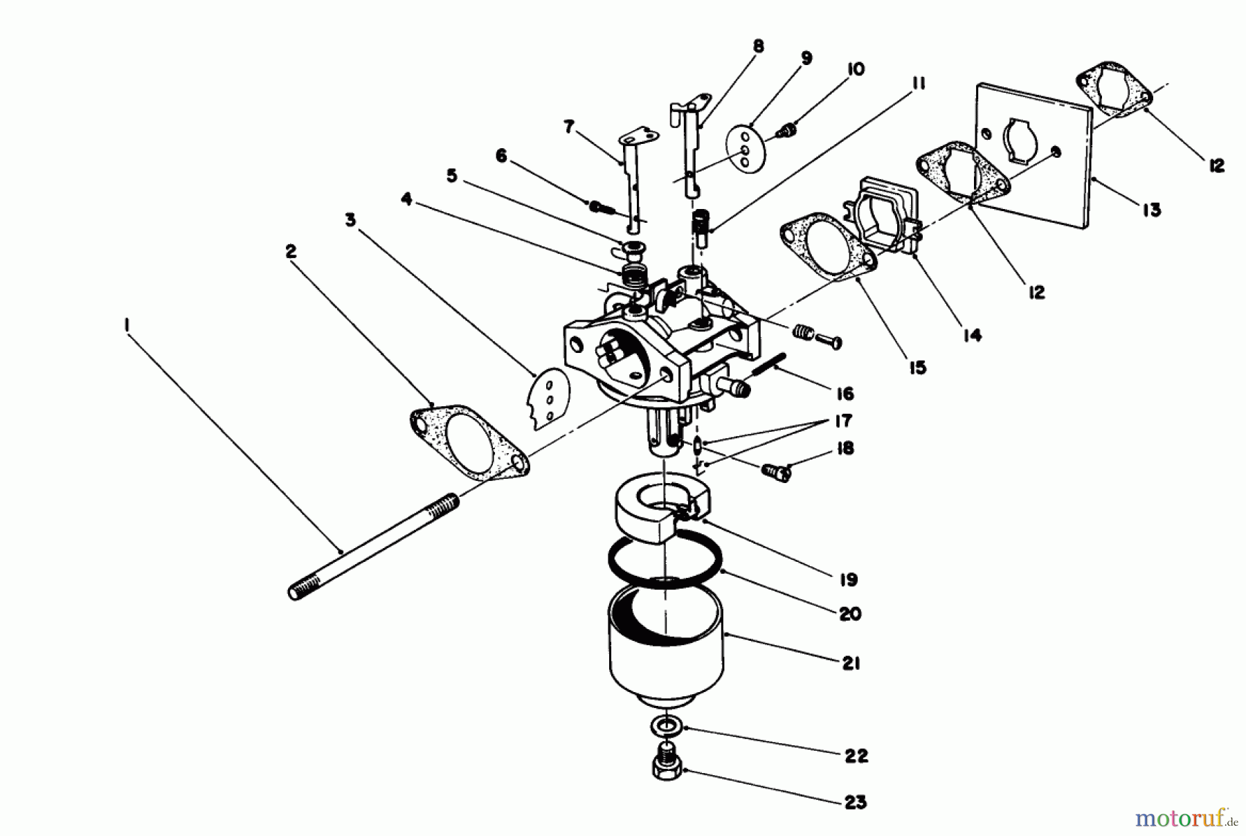 Toro Neu Mowers, Walk-Behind Seite 1 16585 - Toro Lawnmower, 1987 (7000001-7999999) CARBURETOR ASSEMBLY (MODEL 47PF5 & 47PG6)