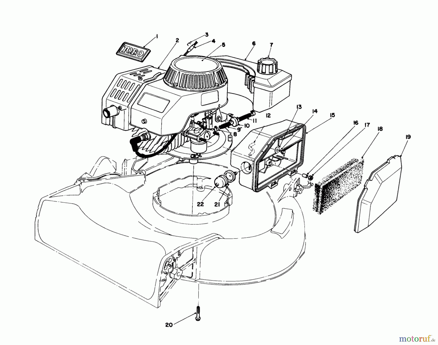 Toro Neu Mowers, Walk-Behind Seite 1 16585 - Toro Lawnmower, 1988 (8000001-8004251) ENGINE ASSEMBLY