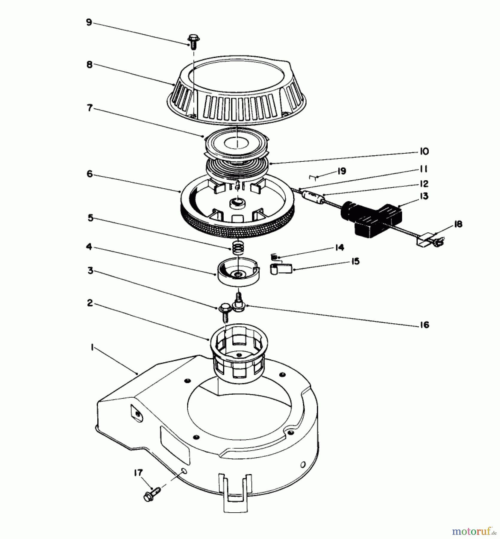 Toro Neu Mowers, Walk-Behind Seite 1 16585 - Toro Lawnmower, 1989 (9000001-9999999) RECOIL ASSEMBLY (MODEL NO.47PJ8)