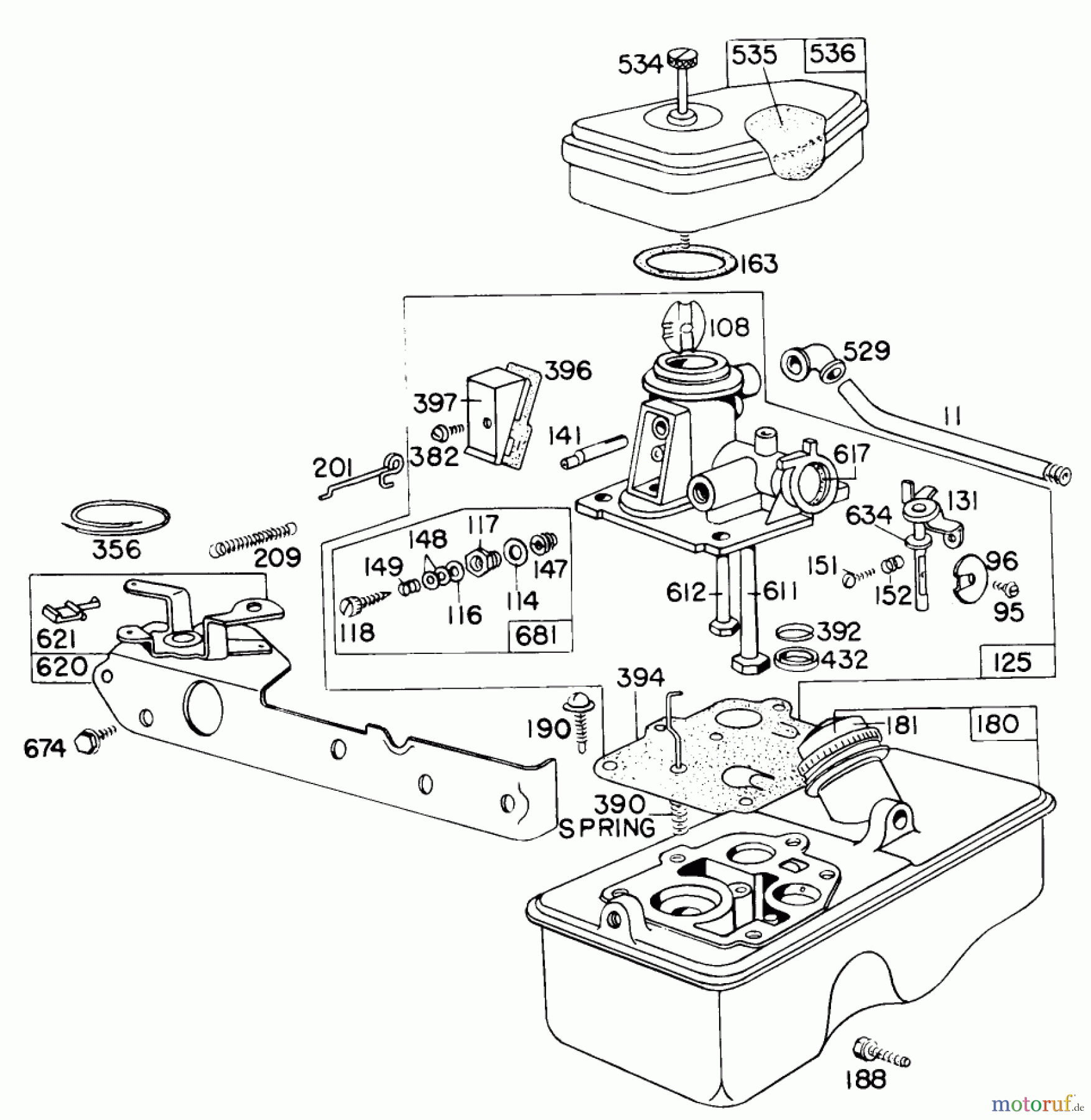 Toro Neu Mowers, Walk-Behind Seite 1 16600 - Toro Lawnmower, 1977 (7000001-7999999) CARBURETOR ASSEMBLY MODEL 390065
