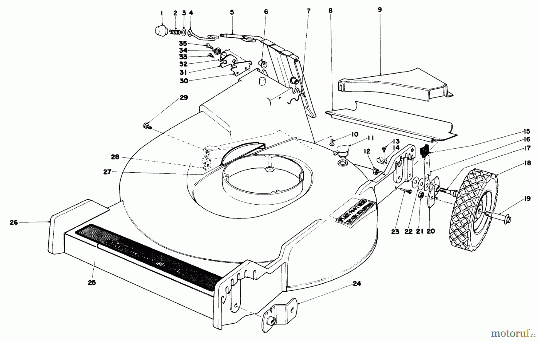 Toro Neu Mowers, Walk-Behind Seite 1 16711 - Toro Lawnmower, 1977 (7000001-7999999) HOUSING ASSEMBLY