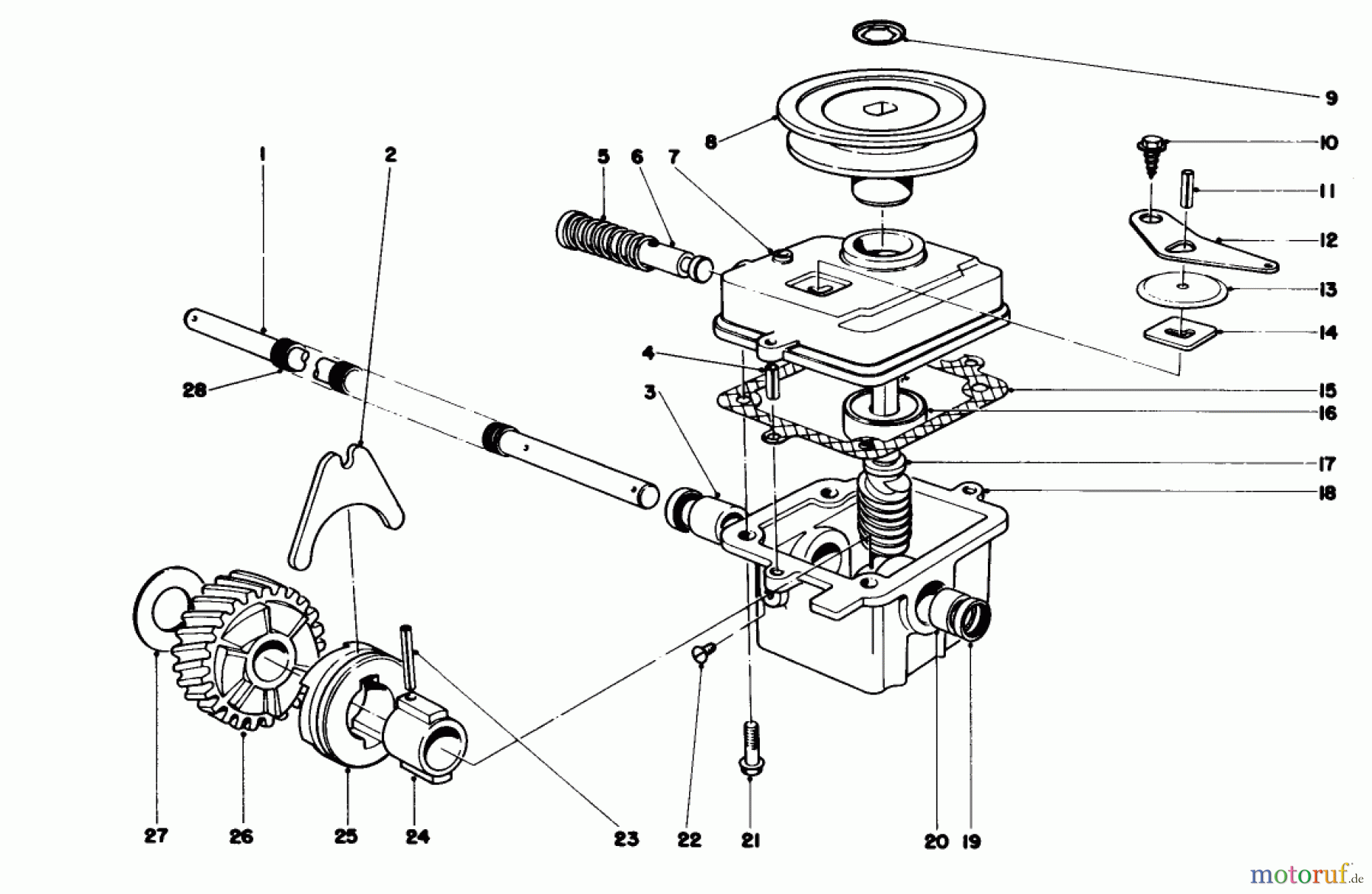 Toro Neu Mowers, Walk-Behind Seite 1 16756 - Toro Lawnmower, 1977 (7000001-7999999) GEAR CASE ASSEMBLY