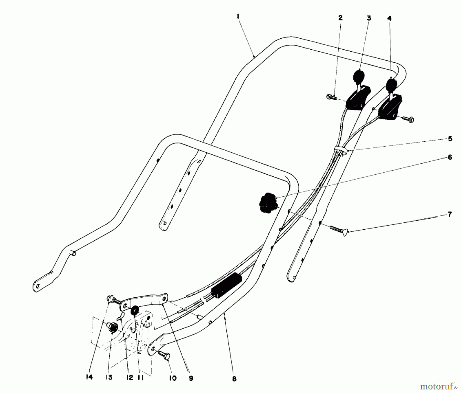 Toro Neu Mowers, Walk-Behind Seite 1 16756 - Toro Lawnmower, 1977 (7000001-7999999) HANDLE ASSEMBLY