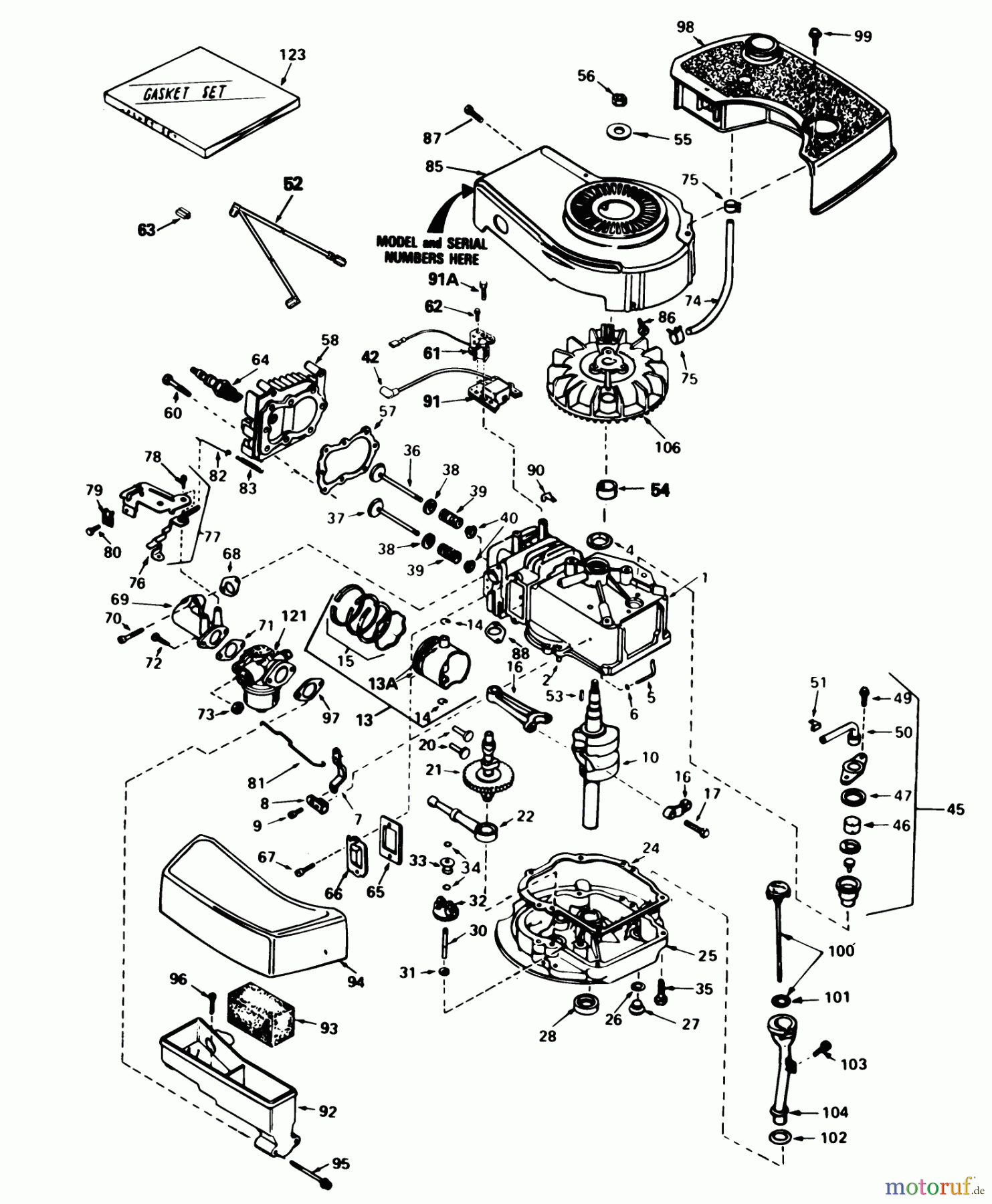Toro Neu Mowers, Walk-Behind Seite 1 16770 - Toro Lawnmower, 1983 (3000001-3999999) ENGINE TECUMSEH MODEL NO. TNT 100-10084E