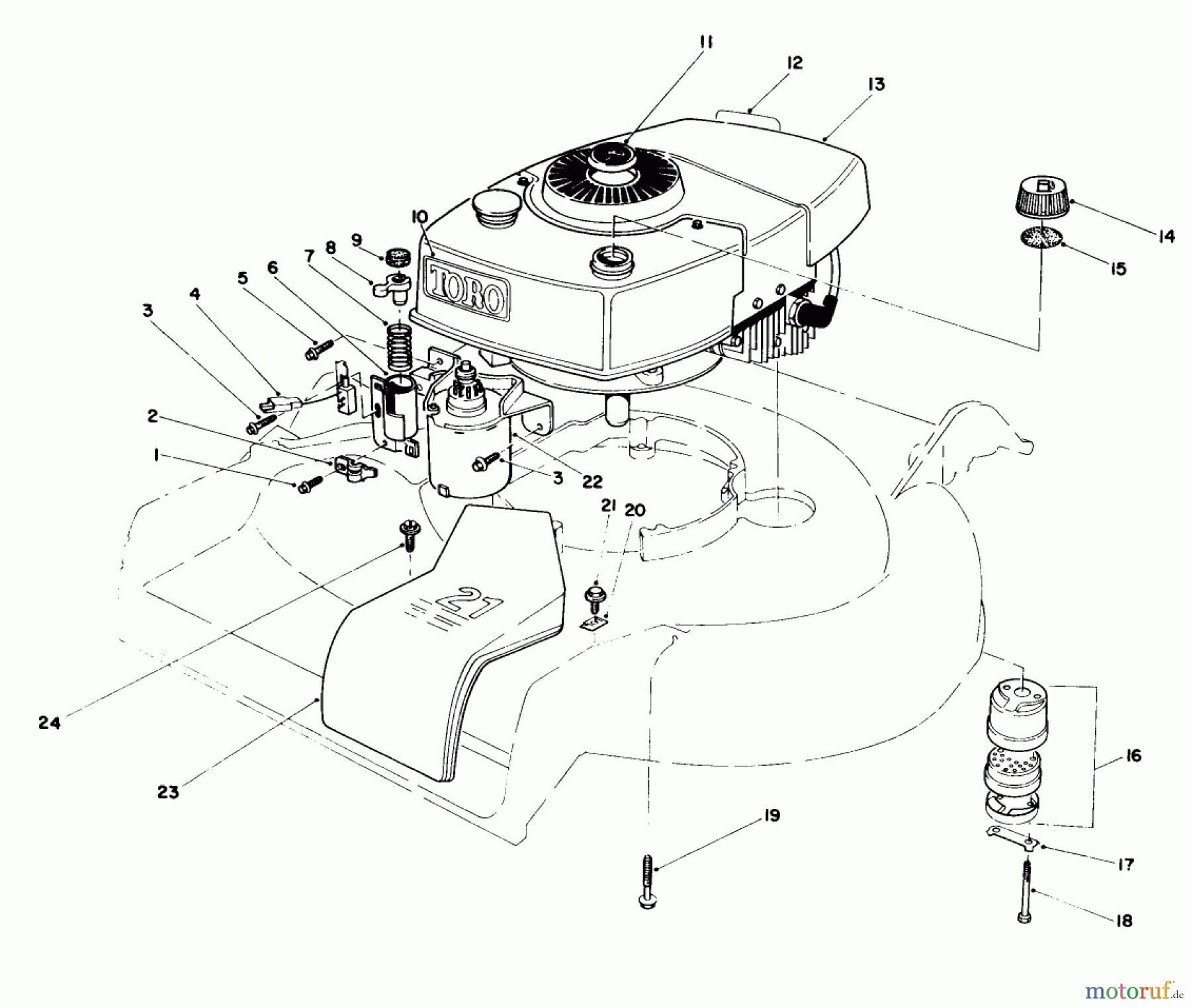Toro Neu Mowers, Walk-Behind Seite 1 16770 - Toro Lawnmower, 1984 (4000001-4999999) ENGINE ASSEMBLY