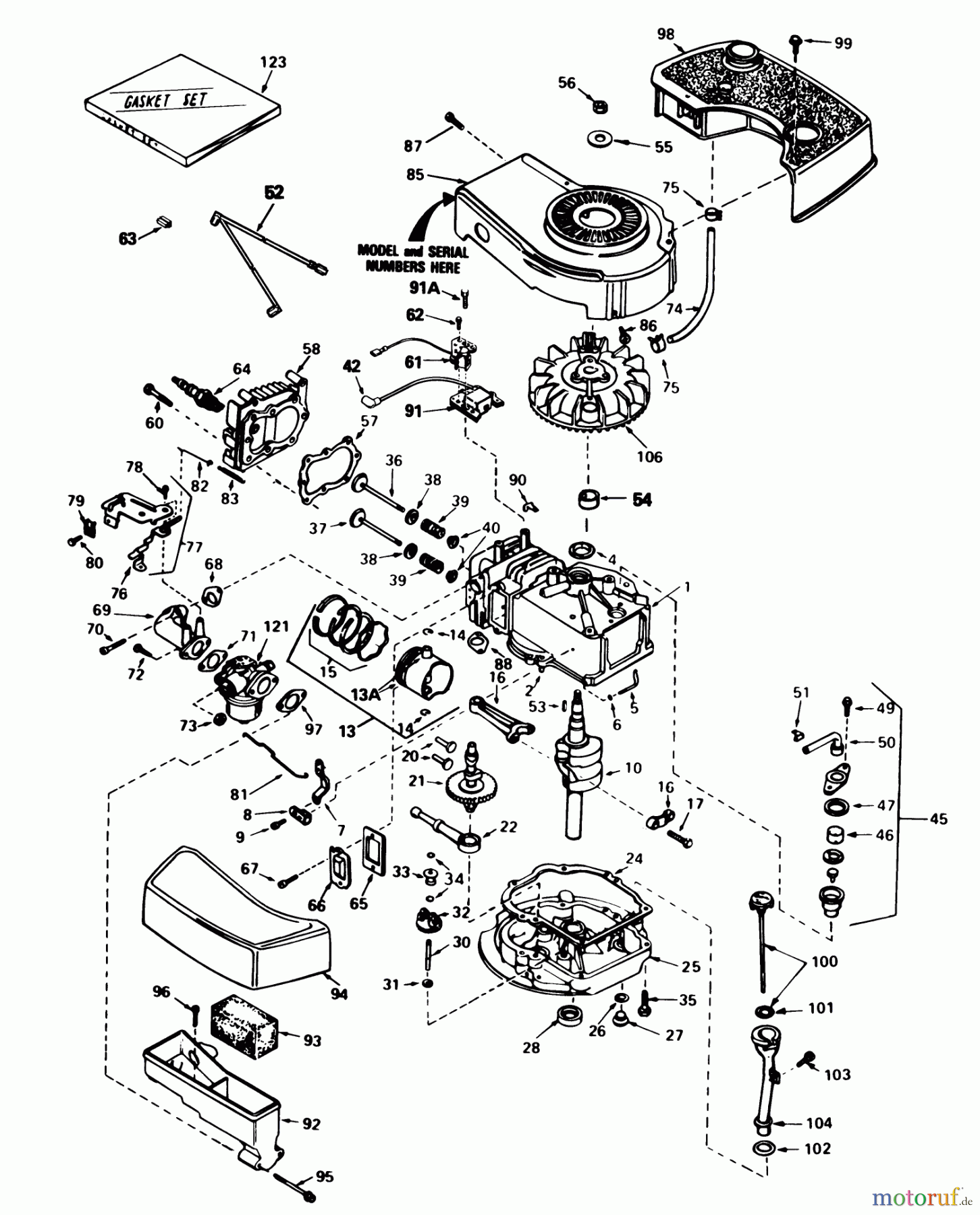 Toro Neu Mowers, Walk-Behind Seite 1 16770 - Toro Lawnmower, 1984 (4000001-4999999) ENGINE TECUMSEH MODEL NO. TNT 100-10084E