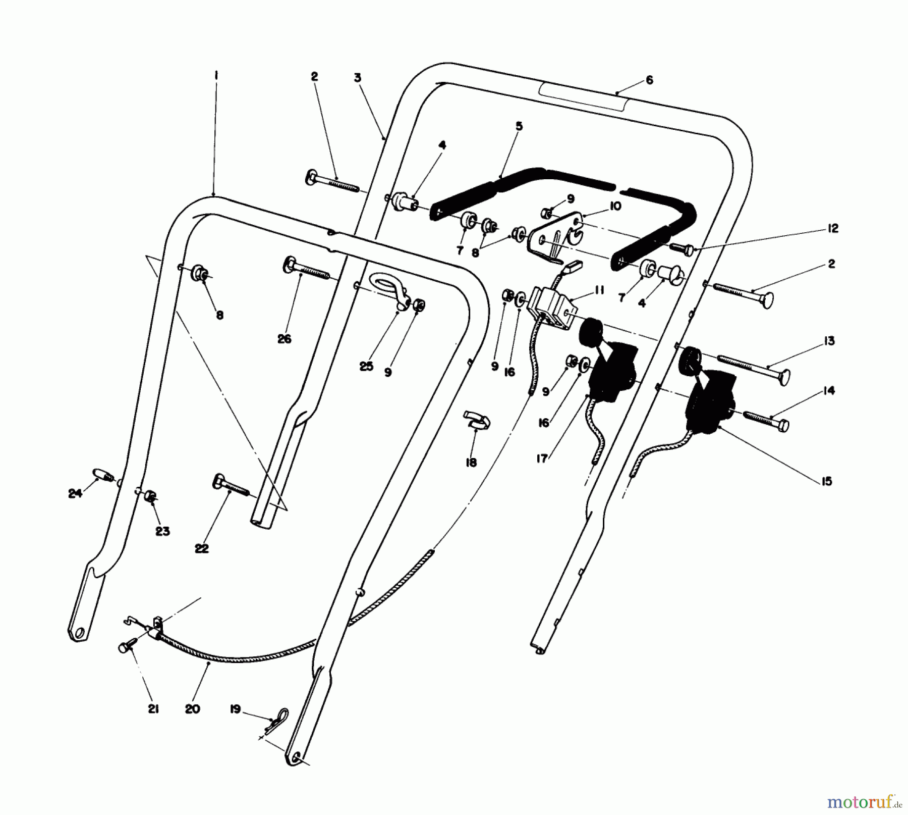 Toro Neu Mowers, Walk-Behind Seite 1 16775 - Toro Lawnmower, 1986 (6000001-6999999) HANDLE ASSEMBLY