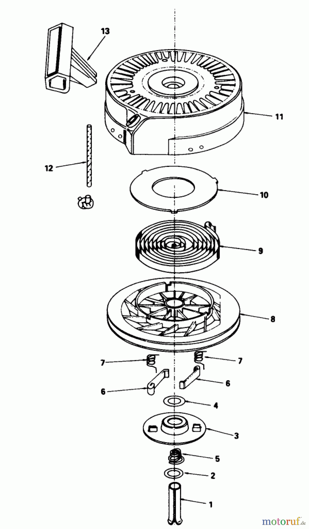 Toro Neu Mowers, Walk-Behind Seite 1 16775 - Toro Lawnmower, 1987 (7000001-7999999) REWIND STARTER NO. 590621 (USED ON UNITS WITH SERIAL NO. 7001848 & UP)