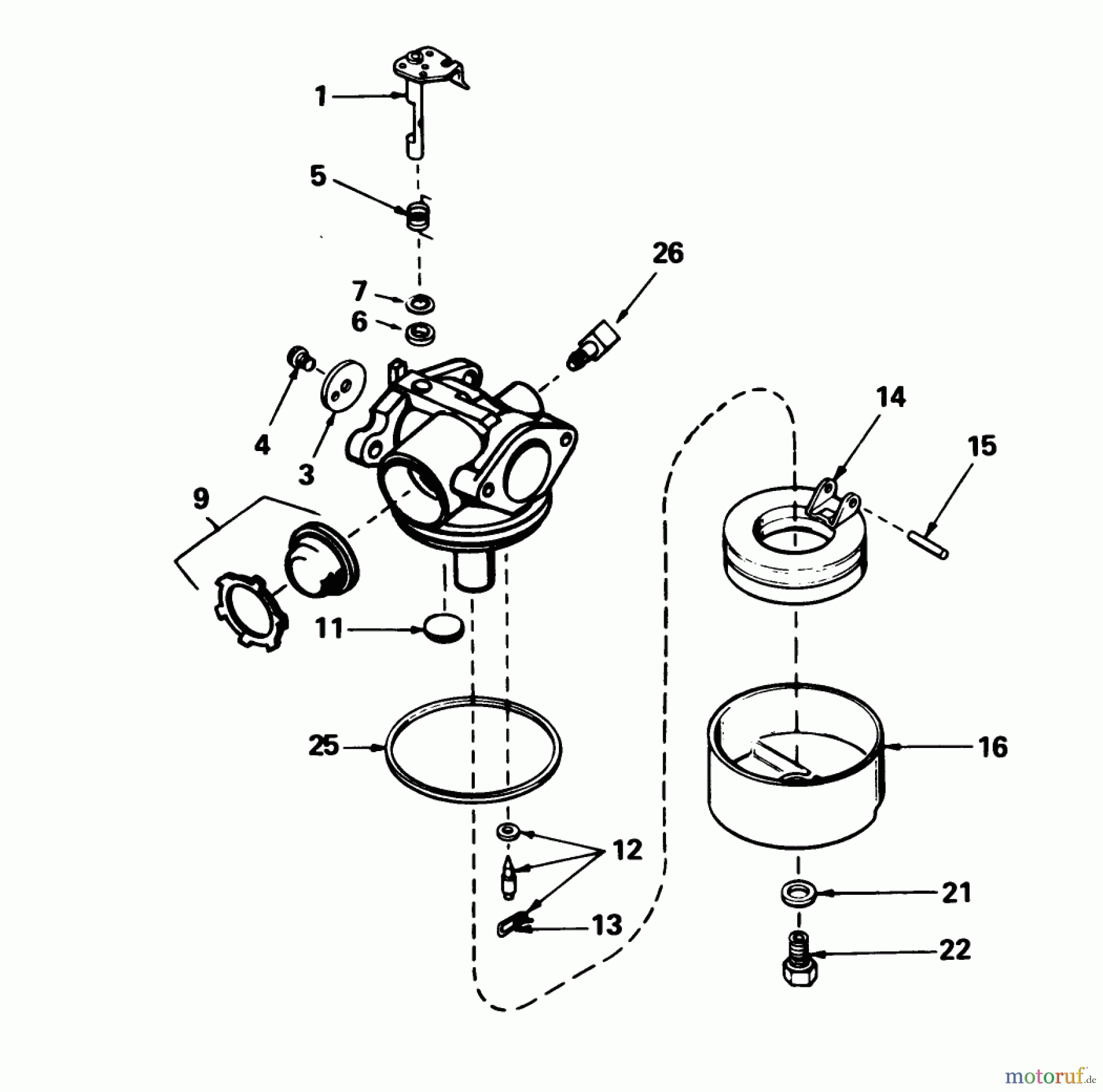 Toro Neu Mowers, Walk-Behind Seite 1 16775 - Toro Lawnmower, 1988 (8000001-8022965) CARBURETOR NO. 632098