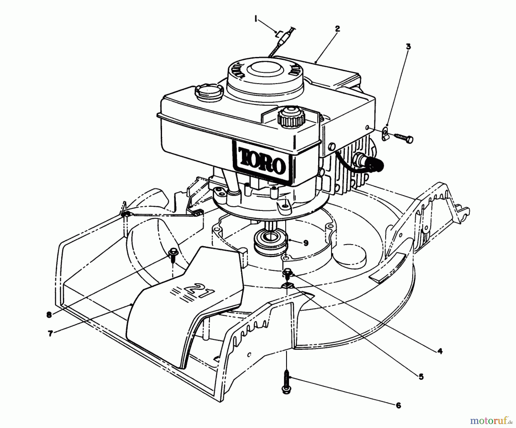 Toro Neu Mowers, Walk-Behind Seite 1 16775 - Toro Lawnmower, 1988 (8022966-8999999) ENGINE ASSEMBLY