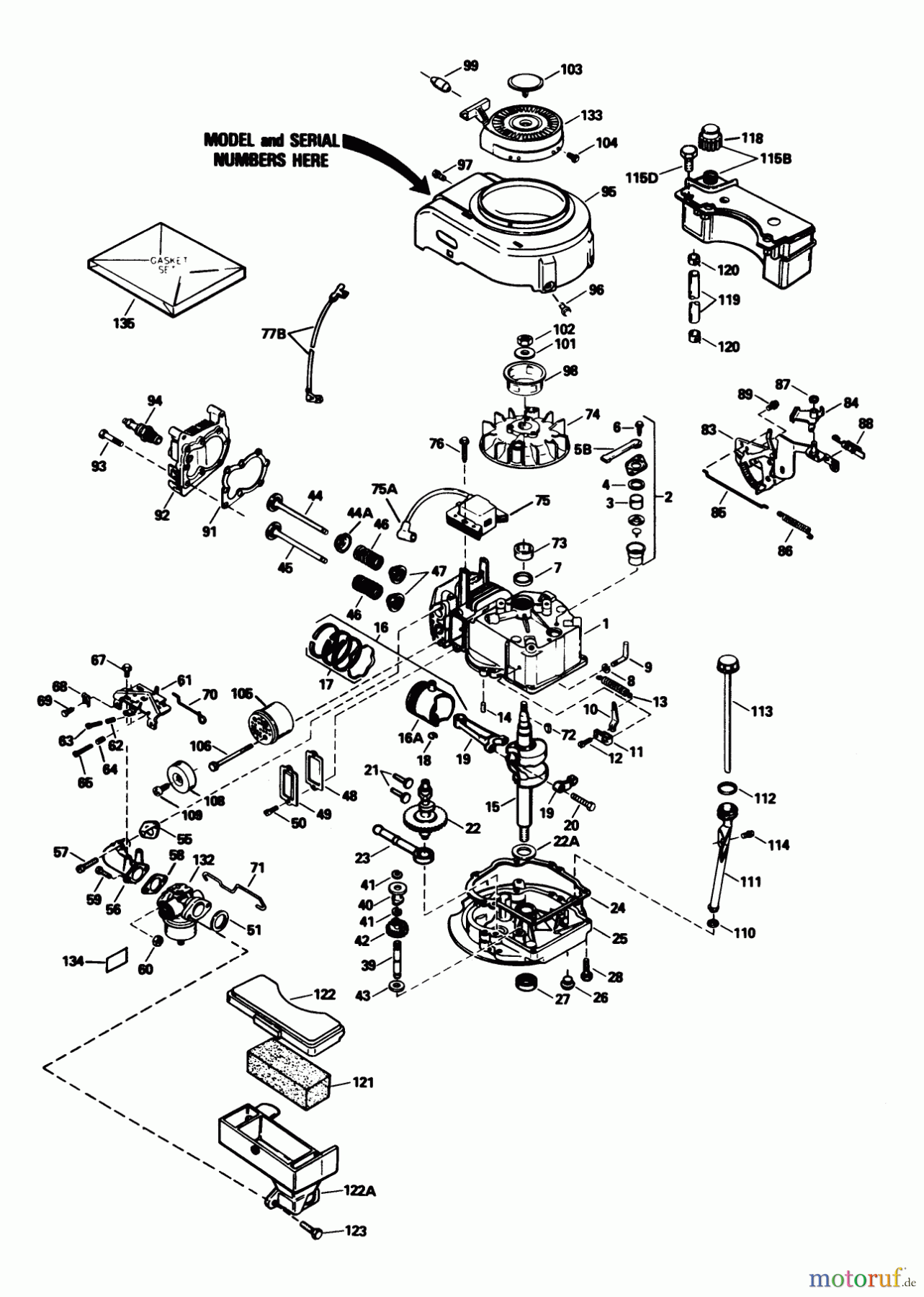 Toro Neu Mowers, Walk-Behind Seite 1 16775 - Toro Lawnmower, 1989 (9000001-9999999) ENGINE TECUMSEH MODEL NO. TVS100-44016B