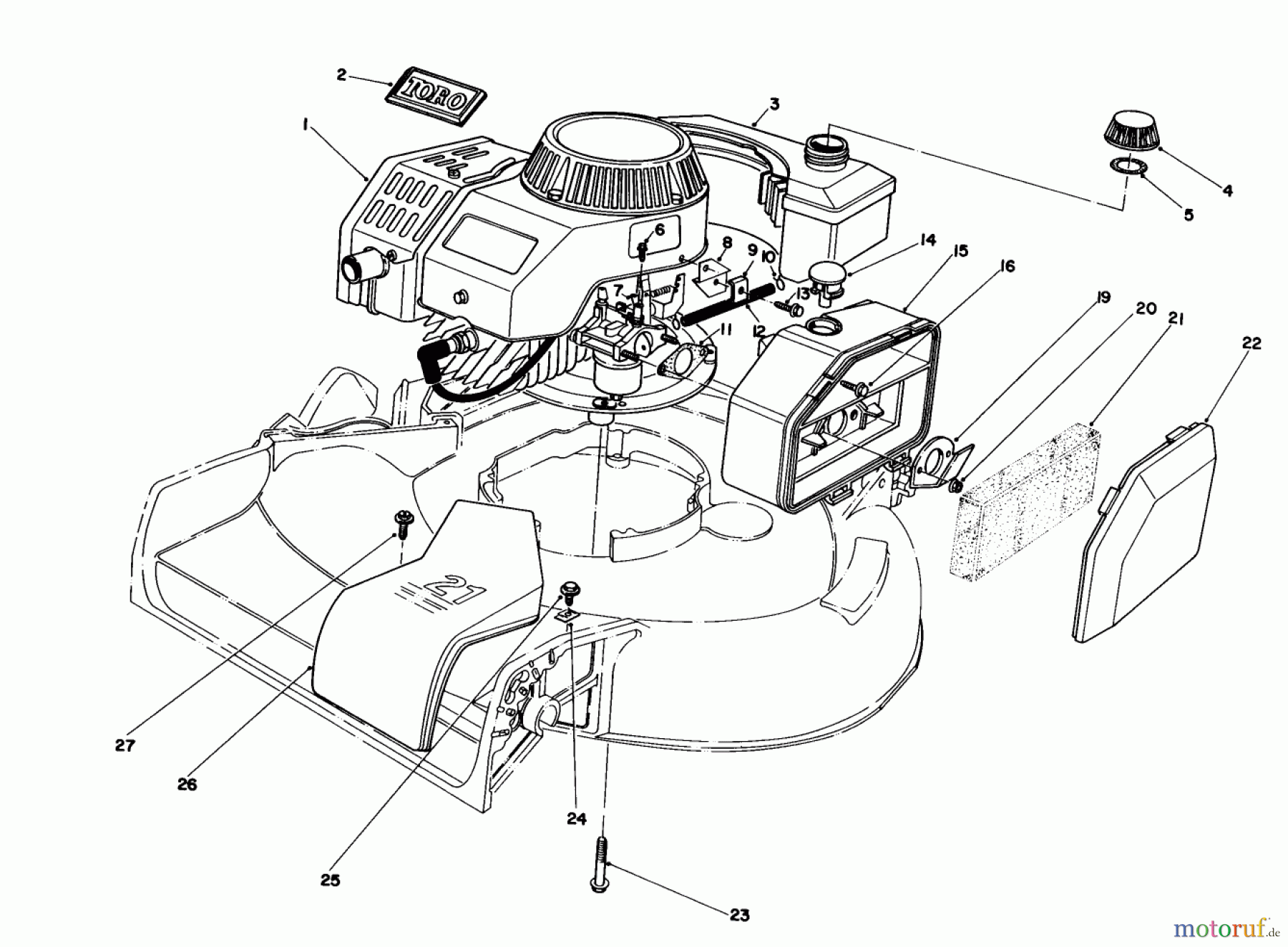 Toro Neu Mowers, Walk-Behind Seite 1 16780 - Toro Lawnmower, 1983 (3000001-3999999) ENGINE ASSEMBLY