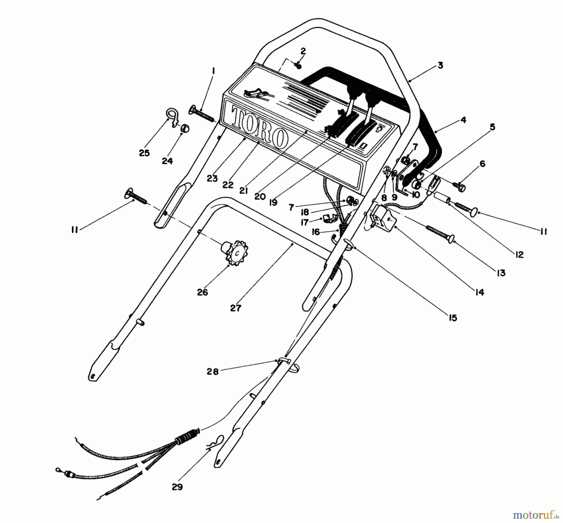 Toro Neu Mowers, Walk-Behind Seite 1 16780 - Toro Lawnmower, 1983 (3000001-3999999) HANDLE ASSEMBLY