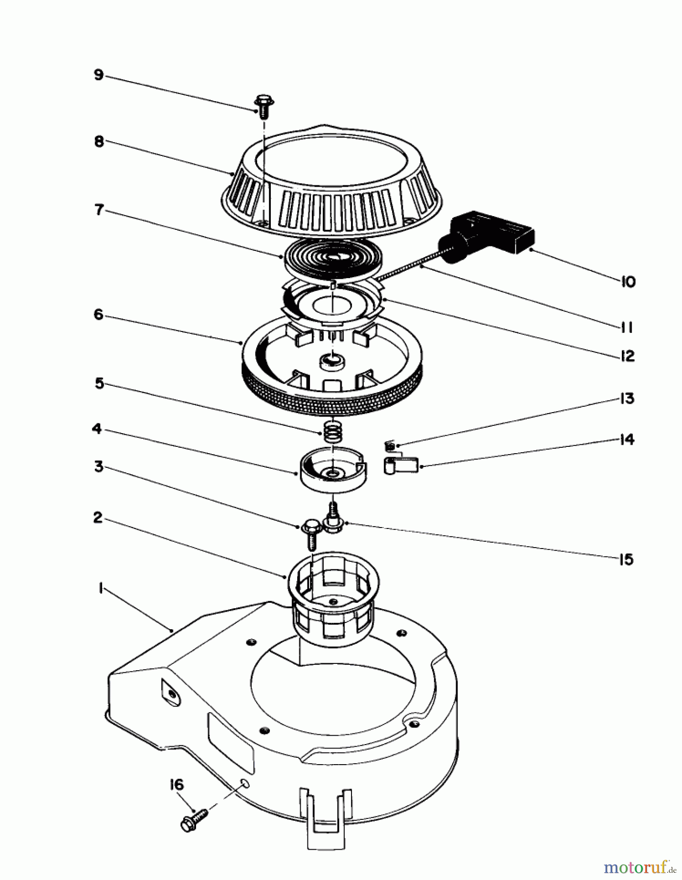 Toro Neu Mowers, Walk-Behind Seite 1 16780 - Toro Lawnmower, 1983 (3000001-3999999) RECOIL ASSEMBLY
