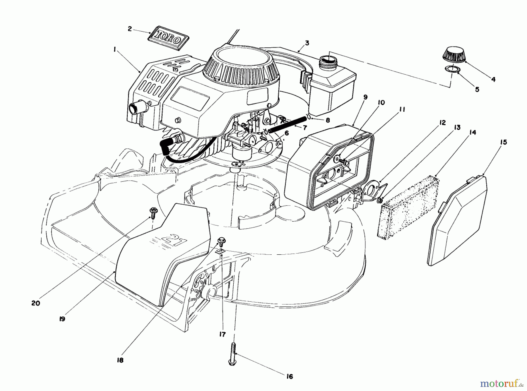 Toro Neu Mowers, Walk-Behind Seite 1 16780 - Toro Lawnmower, 1984 (4000001-4999999) ENGINE ASSEMBLY
