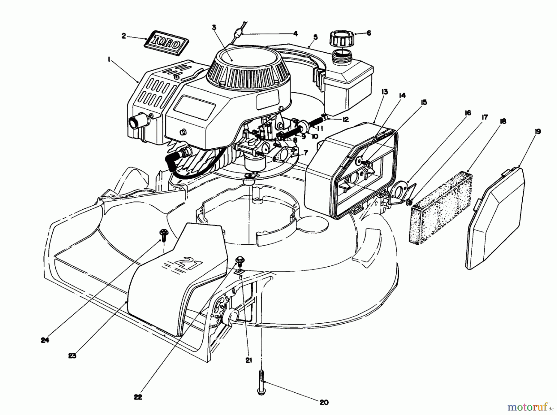 Toro Neu Mowers, Walk-Behind Seite 1 16785 - Toro Lawnmower, 1987 (7000001-7999999) ENGINE ASSEMBLY (MODEL NO. 47PF5 & 47PG6)