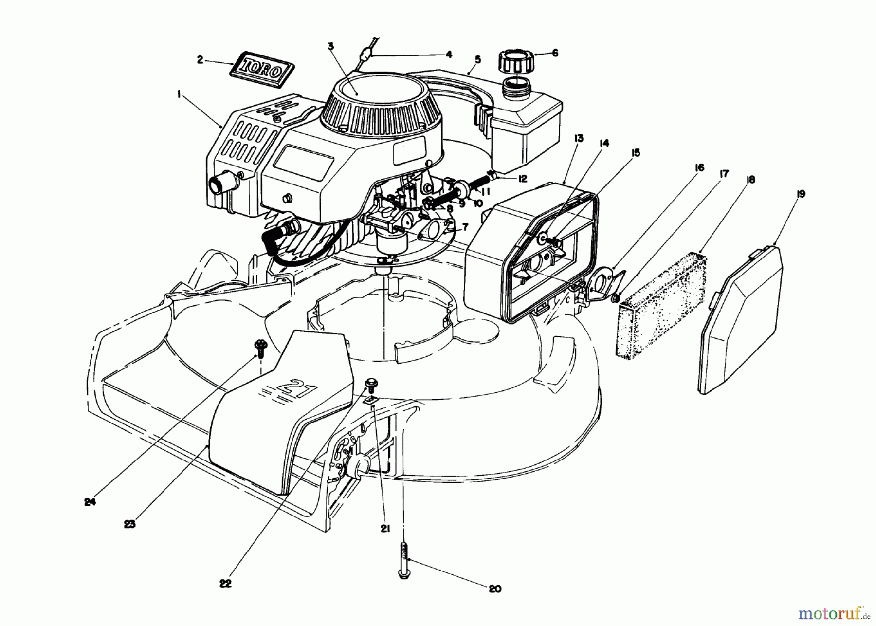 Toro Neu Mowers, Walk-Behind Seite 1 16785 - Toro Lawnmower, 1988 (8000001-8007011) ENGINE ASSEMBLY (SERIAL NO. 8000001-8001571)