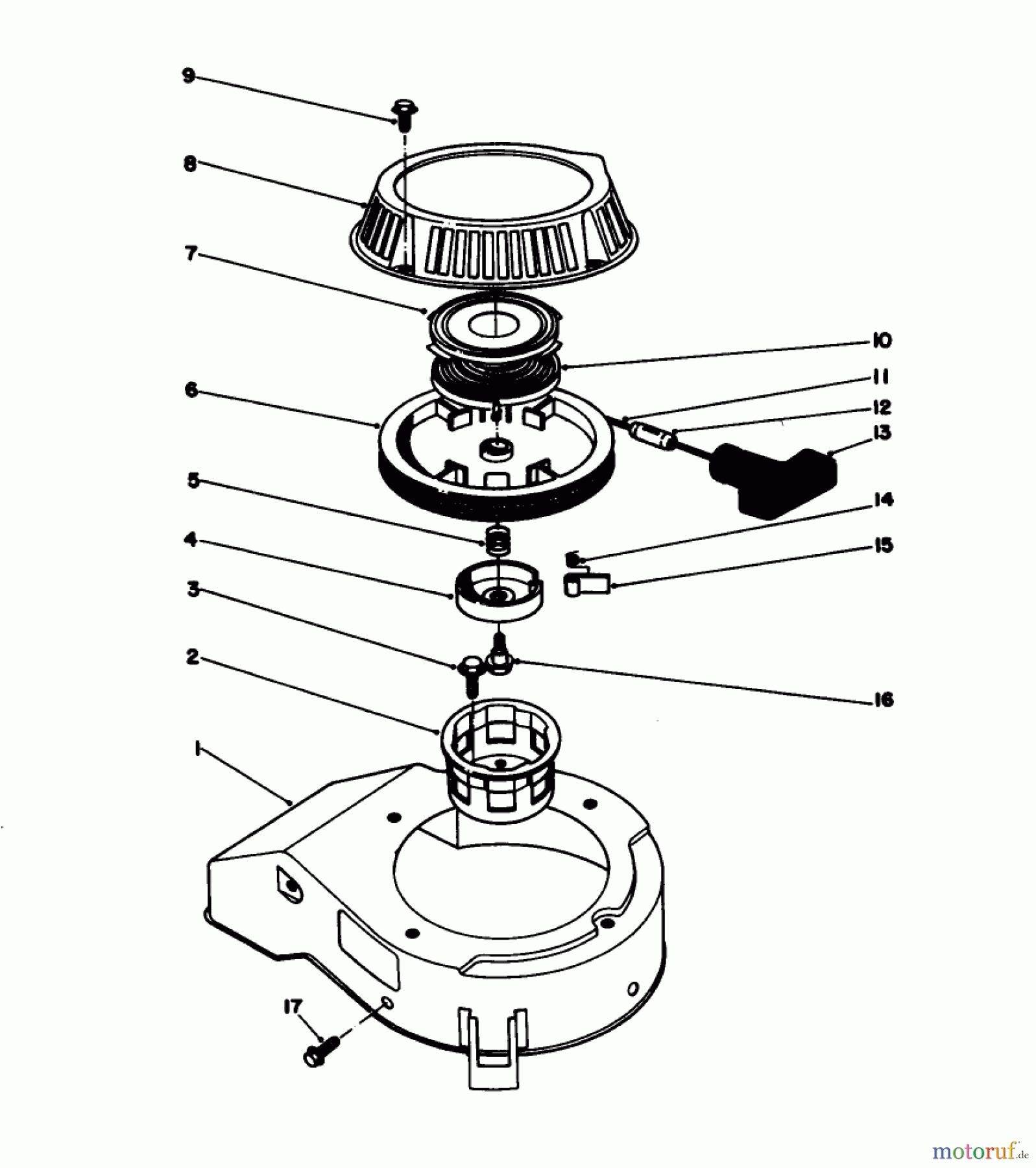 Toro Neu Mowers, Walk-Behind Seite 1 16785 - Toro Lawnmower, 1988 (8000001-8007011) RECOIL ASSEMBLY (MODEL NO. 47PH7)