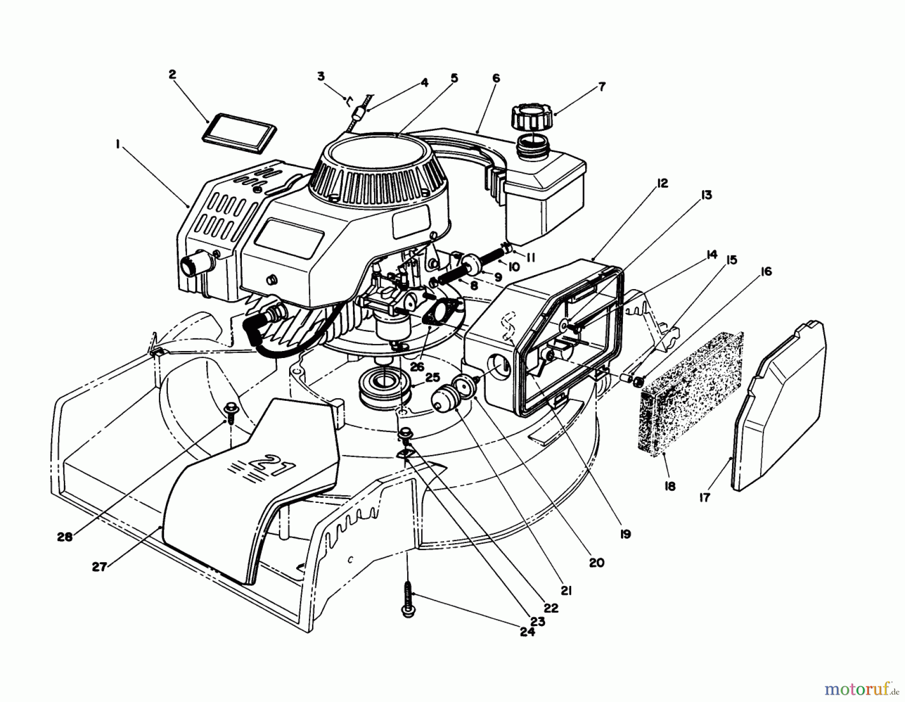 Toro Neu Mowers, Walk-Behind Seite 1 16785 - Toro Lawnmower, 1988 (8007012-8999999) ENGINE ASSEMBLY