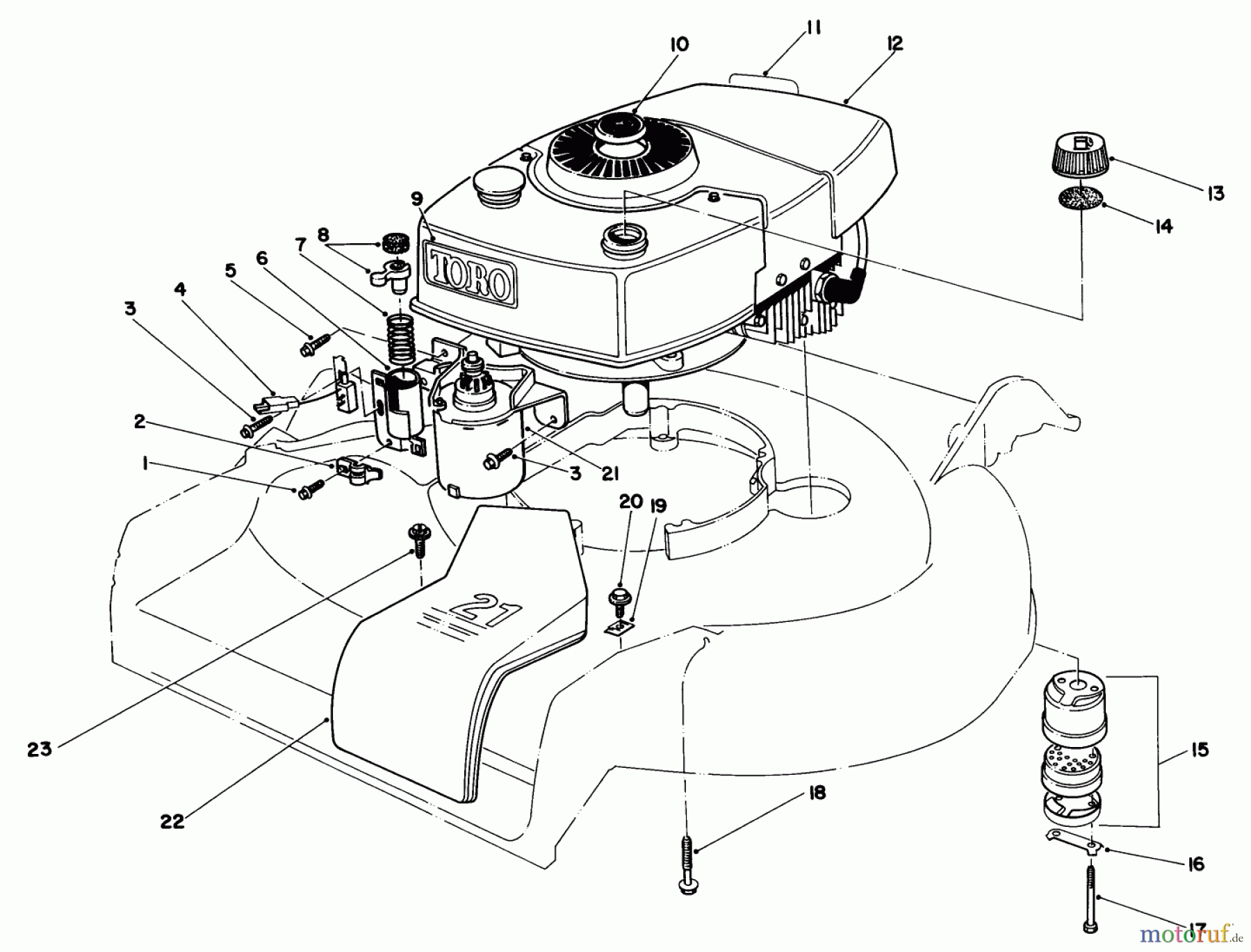 Toro Neu Mowers, Walk-Behind Seite 1 16793 - Toro Lawnmower, 1988 (8000001-8999999) ENGINE ASSEMBLY