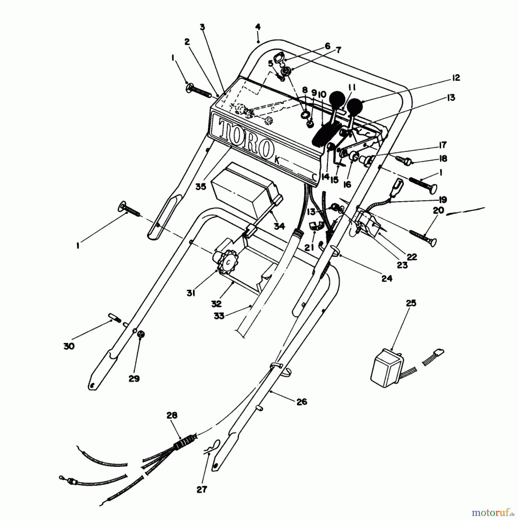  Toro Neu Mowers, Walk-Behind Seite 1 16793 - Toro Lawnmower, 1988 (8000001-8999999) HANDLE ASSEMBLY