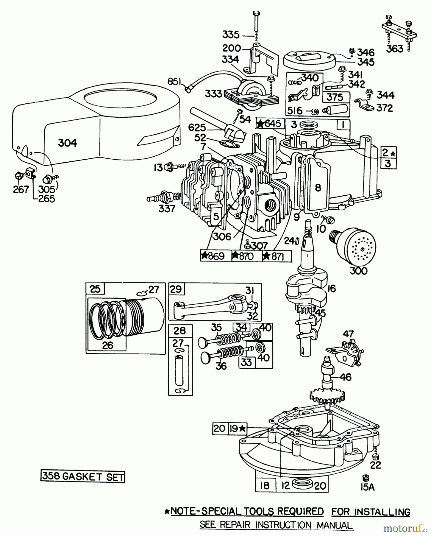 Toro Neu Mowers, Walk-Behind Seite 1 16820 - Toro Lawnmower, 1979 (9000001-9999999) BRIGGS & STRATTON ENGINE MODEL NO.92908 TYPE NO. 1964-01