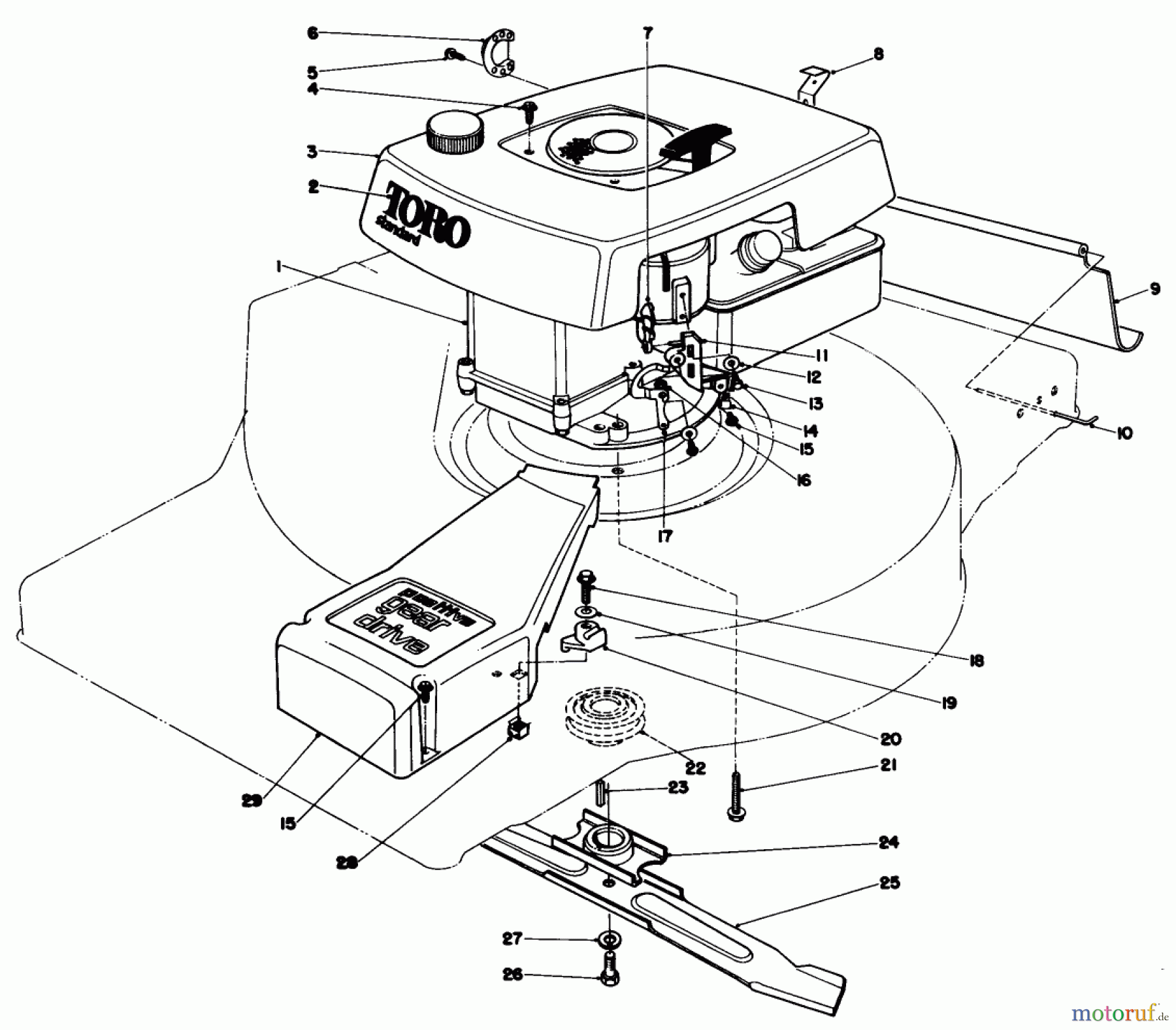 Toro Neu Mowers, Walk-Behind Seite 1 16870 - Toro Lawnmower, 1980 (0000001-0999999) ENGINE ASSEMBLY-MODEL 16870