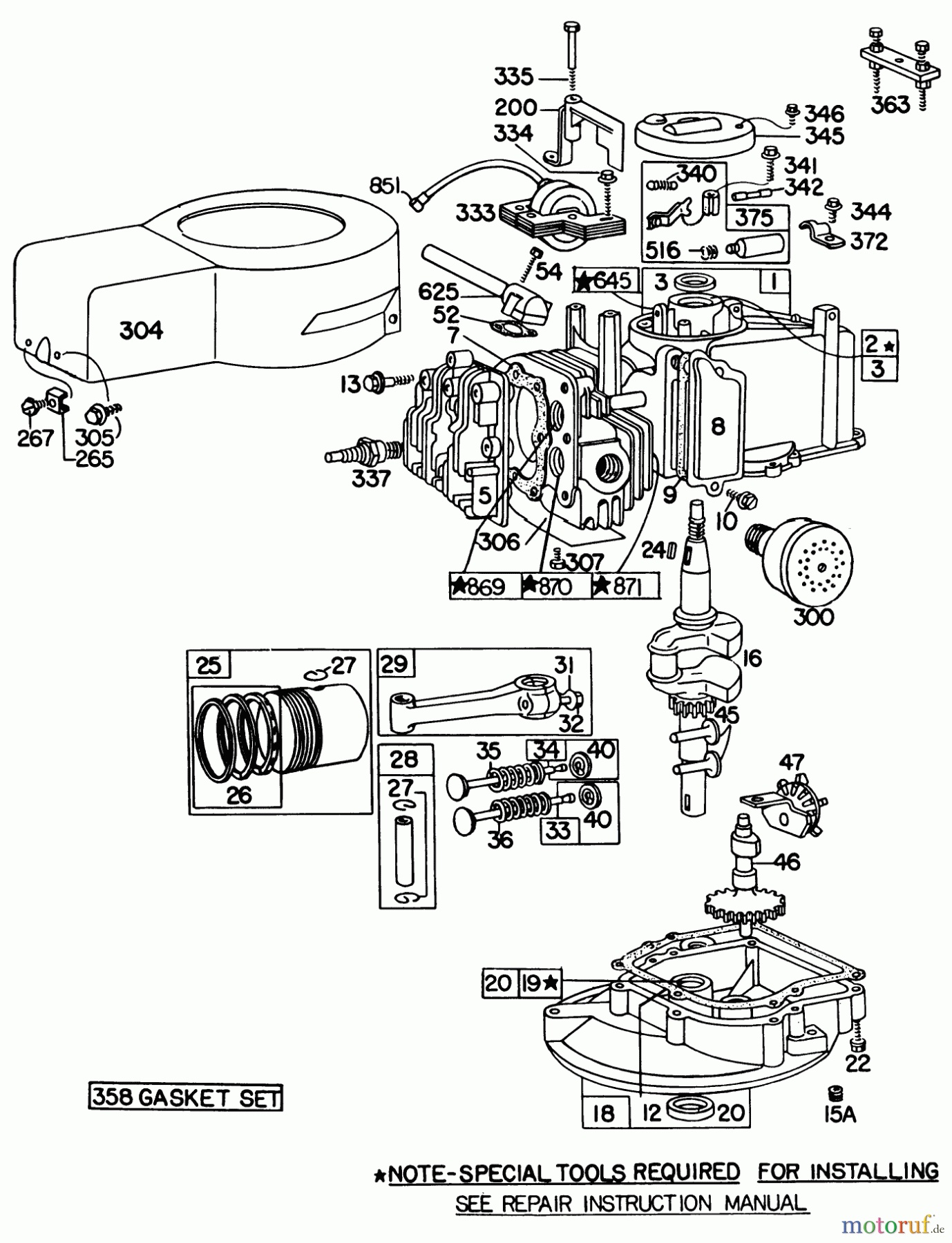 Toro Neu Mowers, Walk-Behind Seite 1 16870 - Toro Lawnmower, 1980 (0000001-0999999) ENGINE MODEL NO. 92908-2055-01 21