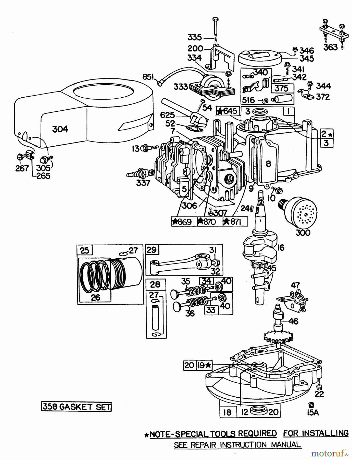 Toro Neu Mowers, Walk-Behind Seite 1 16870 - Toro Lawnmower, 1980 (0000001-0999999) ENGINE MODEL NO. 92908-2059-01 21