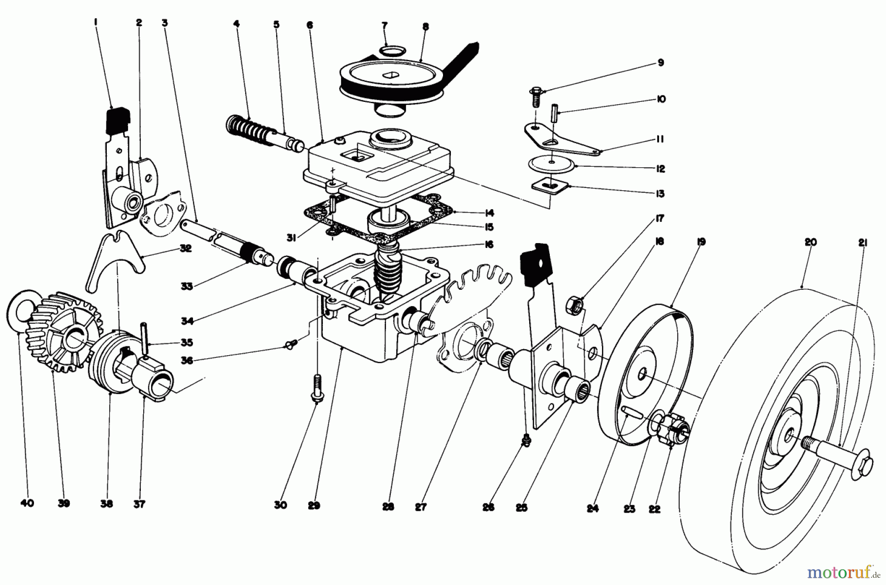 Toro Neu Mowers, Walk-Behind Seite 1 16870 - Toro Lawnmower, 1980 (0000001-0999999) GEAR CASE ASSEMBLY-MODEL 16870