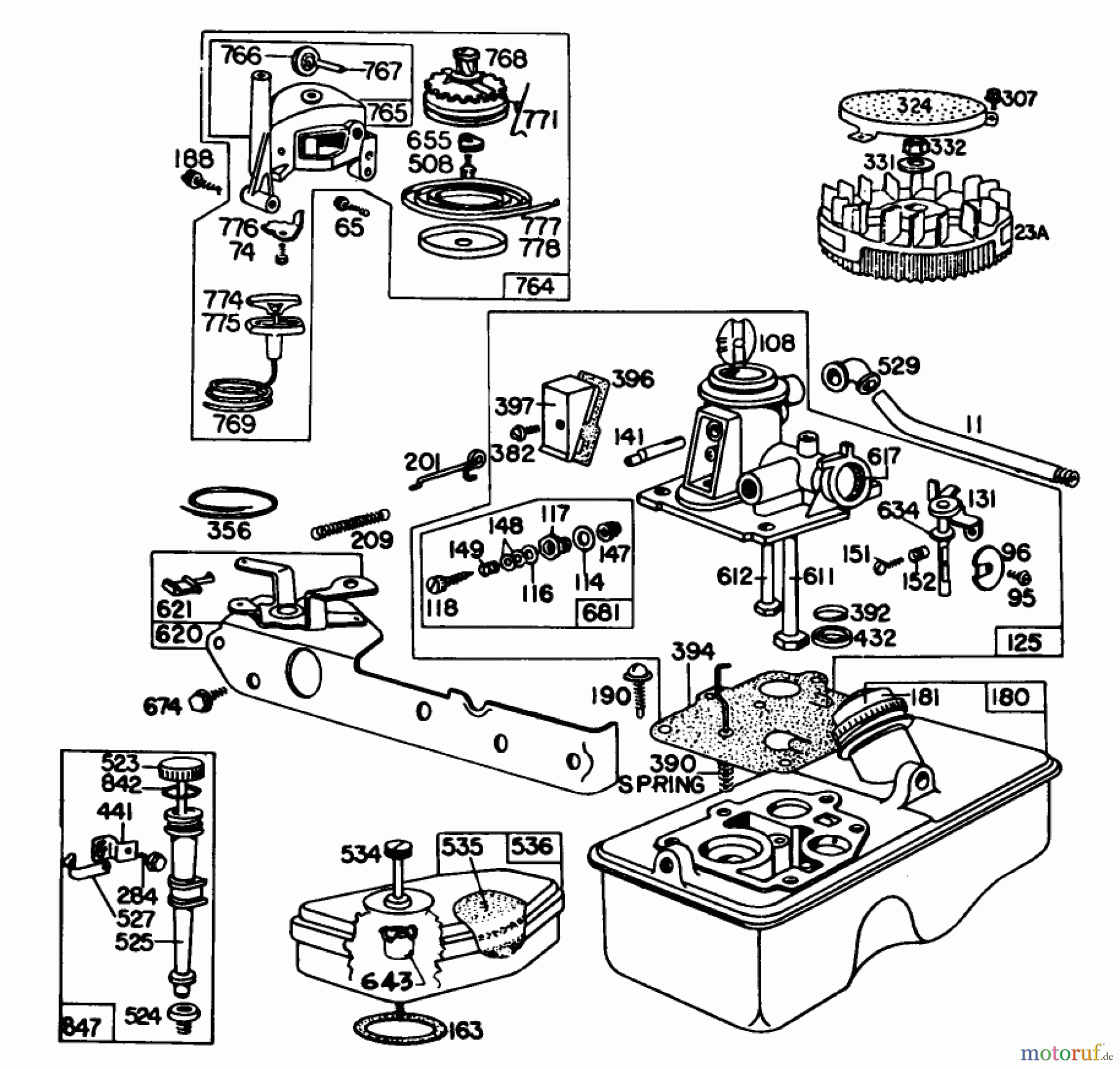 Toro Neu Mowers, Walk-Behind Seite 1 16860 - Toro Lawnmower, 1981 (1000001-1999999) BRIGGS & STRATTON ENGINE MODEL NO. 92908-2055-01 21