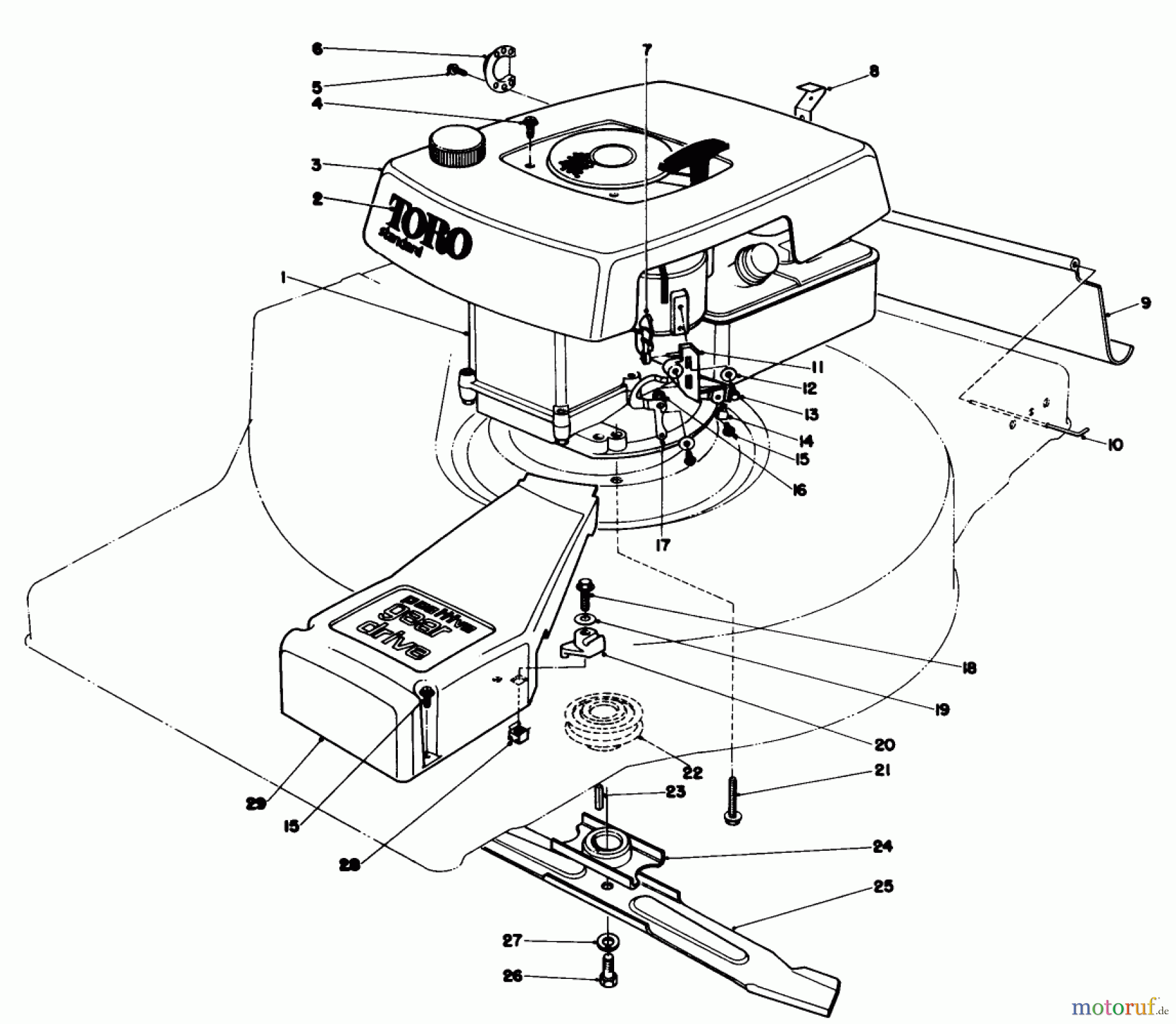 Toro Neu Mowers, Walk-Behind Seite 1 16860 - Toro Lawnmower, 1981 (1000001-1999999) ENGINE ASSEMBLY-MODEL 16870