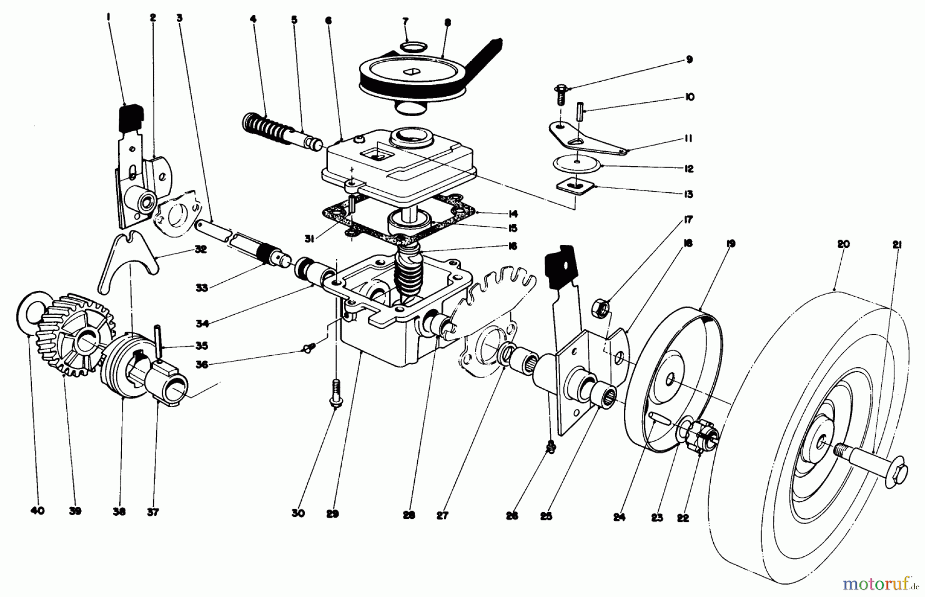 Toro Neu Mowers, Walk-Behind Seite 1 16870 - Toro Lawnmower, 1981 (1000001-1999999) GEAR CASE ASSEMBLY-MODEL 16870