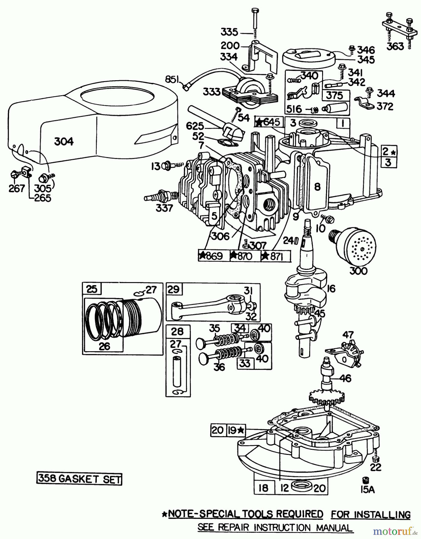 Toro Neu Mowers, Walk-Behind Seite 1 16880 - Toro Lawnmower, 1980 (0000001-0999999) BRIGGS & STRATTON ENGINE MODEL NO. 92908-2055-01