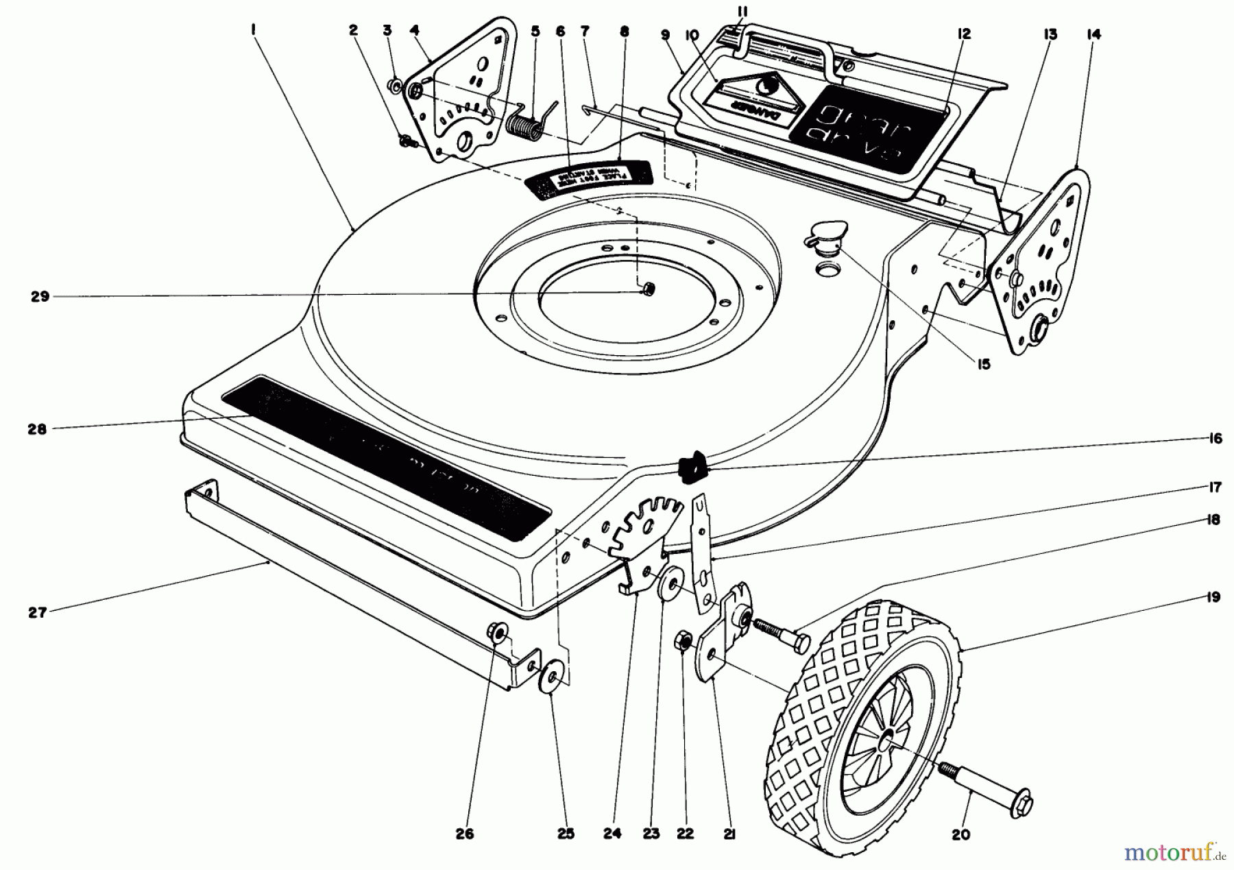 Toro Neu Mowers, Walk-Behind Seite 1 16890 - Toro Lawnmower, 1980 (0000001-0999999) MOWER HOUSING (MODEL NO. 16890)