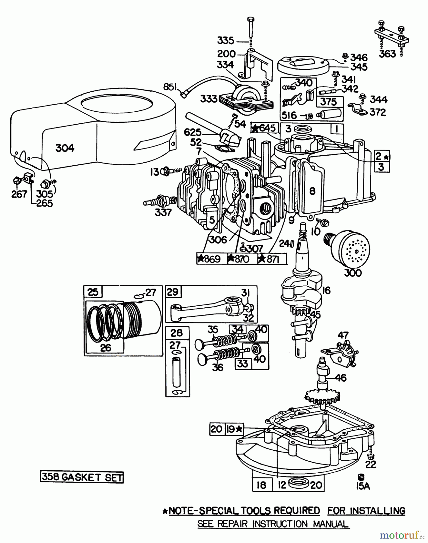 Toro Neu Mowers, Walk-Behind Seite 1 16940 - Toro Lawnmower, 1980 (0000001-0999999) BRIGGS & STRATTON ENGINE MODEL NO. 92908-2055-01
