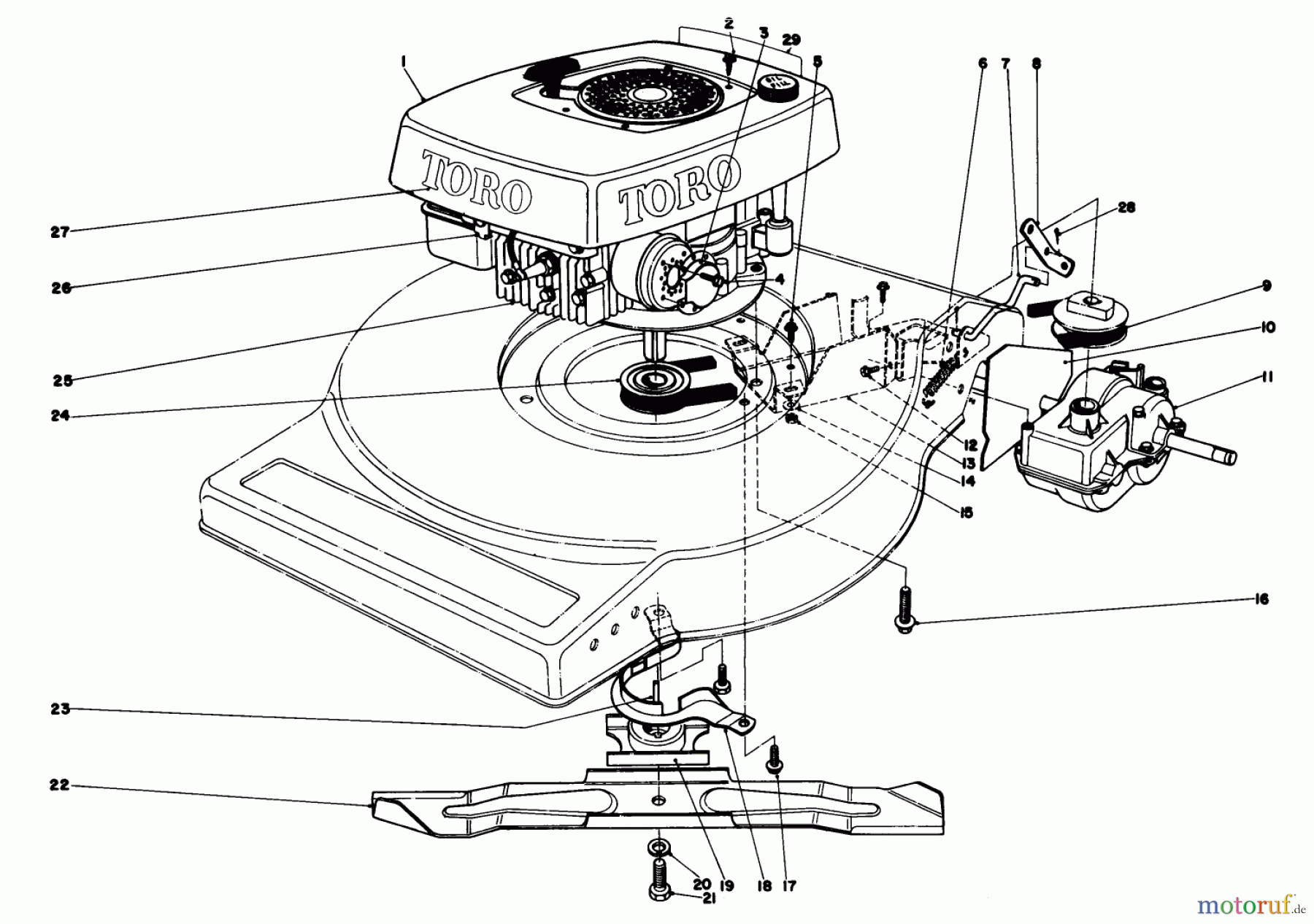 Toro Neu Mowers, Walk-Behind Seite 1 16940 - Toro Lawnmower, 1980 (0000001-0999999) ENGINE ASSEMBLY (MODEL NO. 16940)
