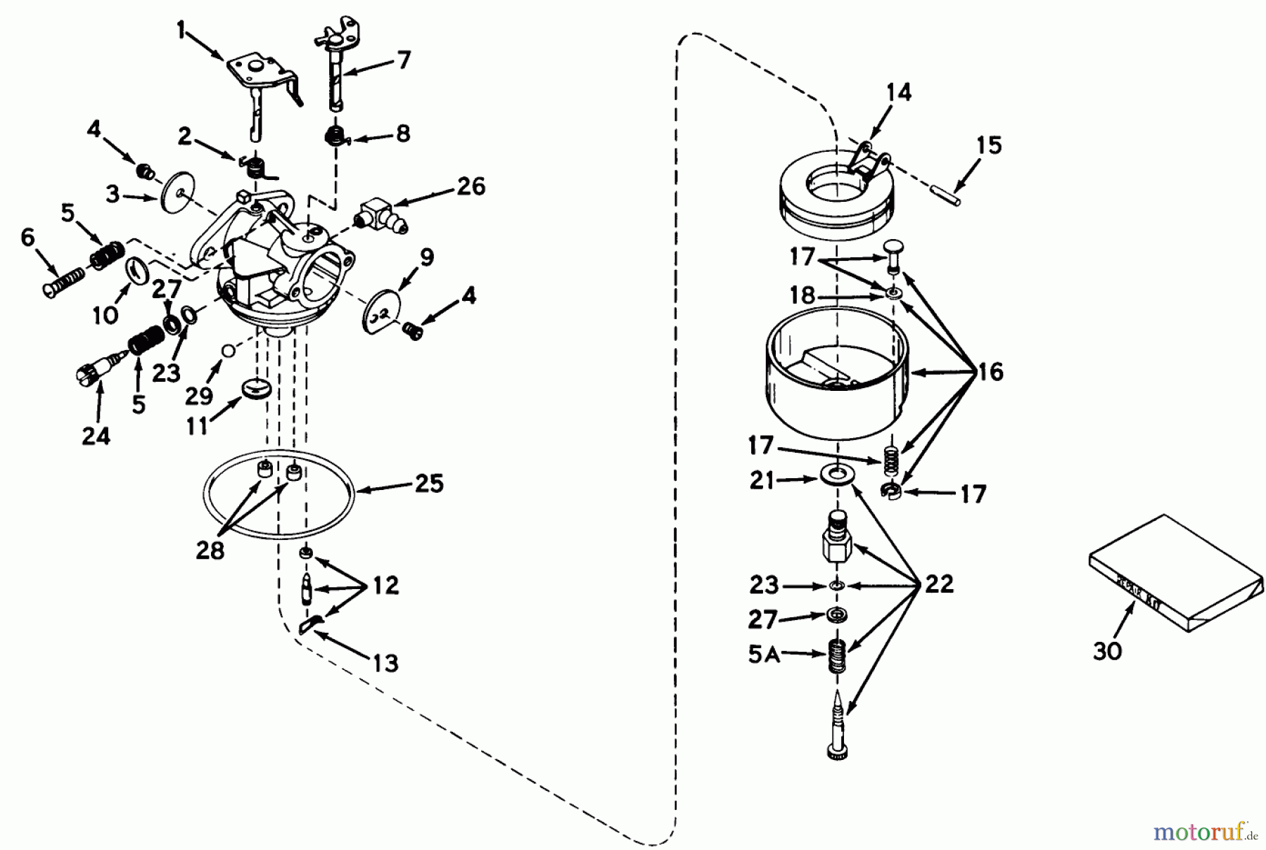 Toro Neu Mowers, Walk-Behind Seite 1 18214 - Toro Whirlwind Lawnmower, 1969 (9000001-9999999) CARBURETOR NO. 631242