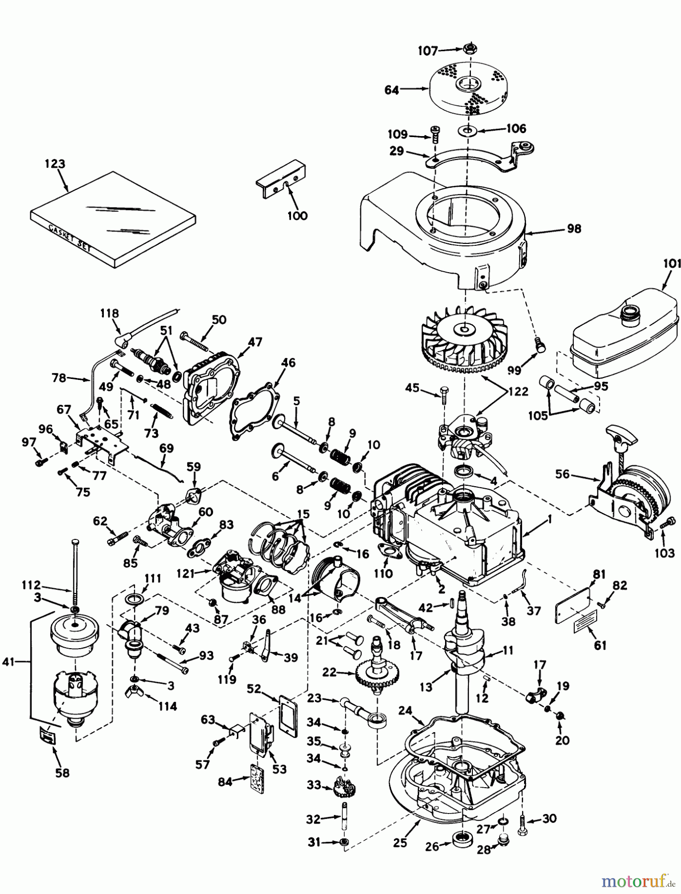Toro Neu Mowers, Walk-Behind Seite 1 18214 - Toro Whirlwind Lawnmower, 1969 (9000001-9999999) ENGINE MODEL NO. LAV30-30444H