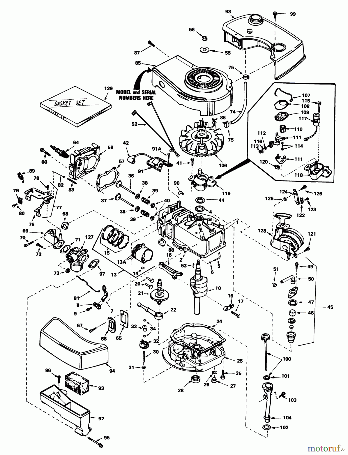 Toro Neu Mowers, Walk-Behind Seite 1 18005 - Toro Lawnmower, 1981 (1000001-1999999) ENGINE TECUMSEH MODEL NO. TNT 100-10072D