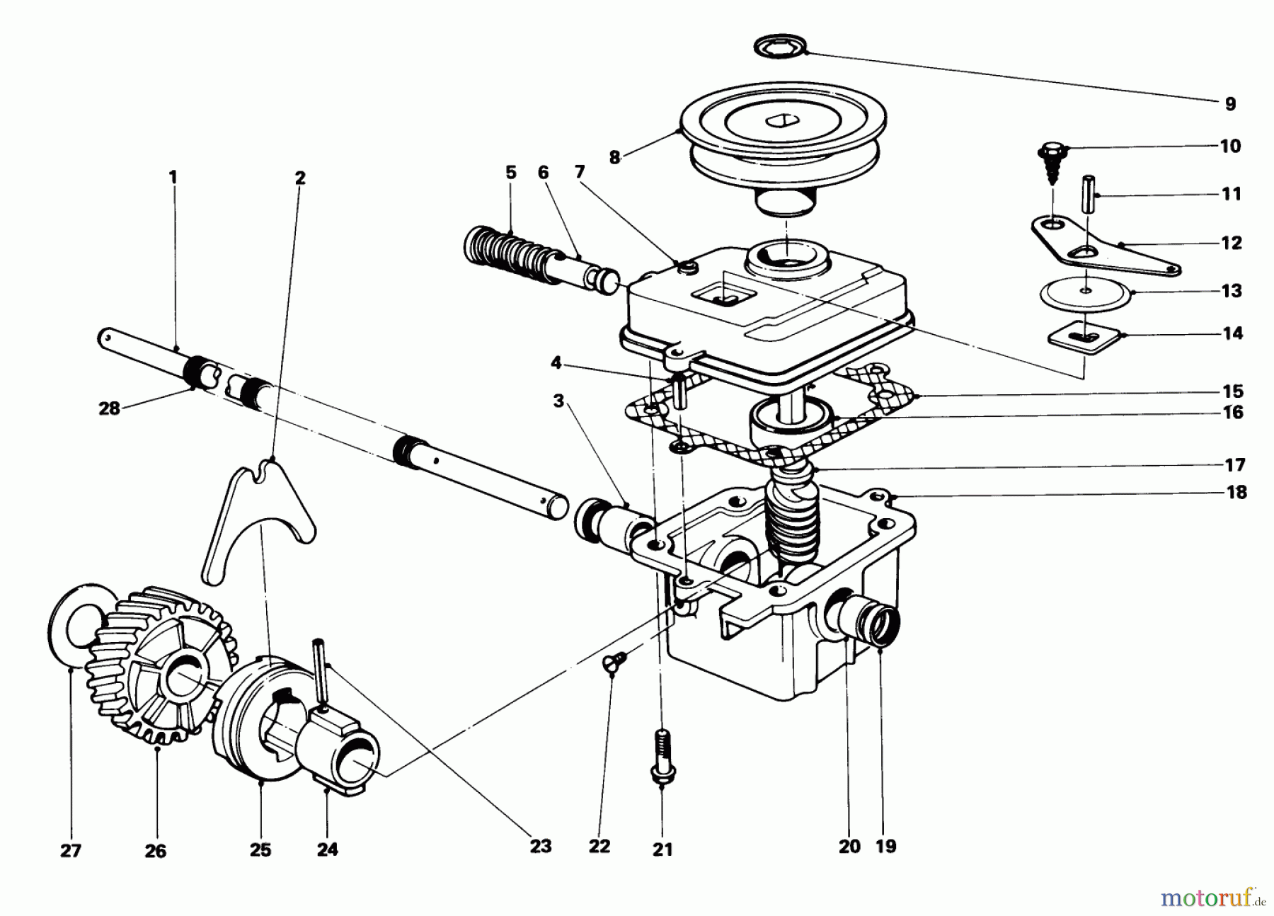  Toro Neu Mowers, Walk-Behind Seite 1 18005 - Toro Lawnmower, 1981 (1000001-1999999) GEAR CASE ASSEMBLY (MODEL 18010)