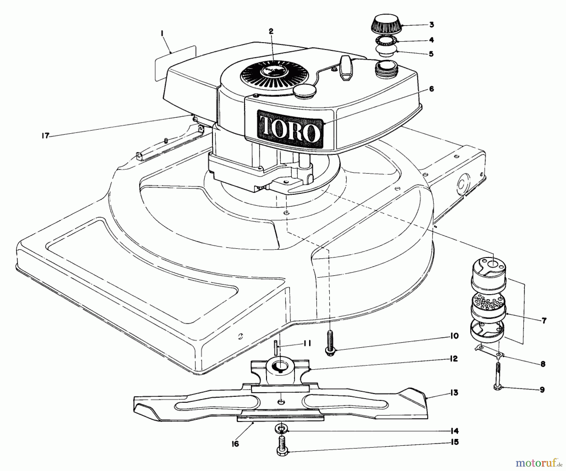 Toro Neu Mowers, Walk-Behind Seite 1 18010 - Toro Lawnmower, 1982 (2000001-2999999) ENGINE ASSEMBLY MODEL 18005