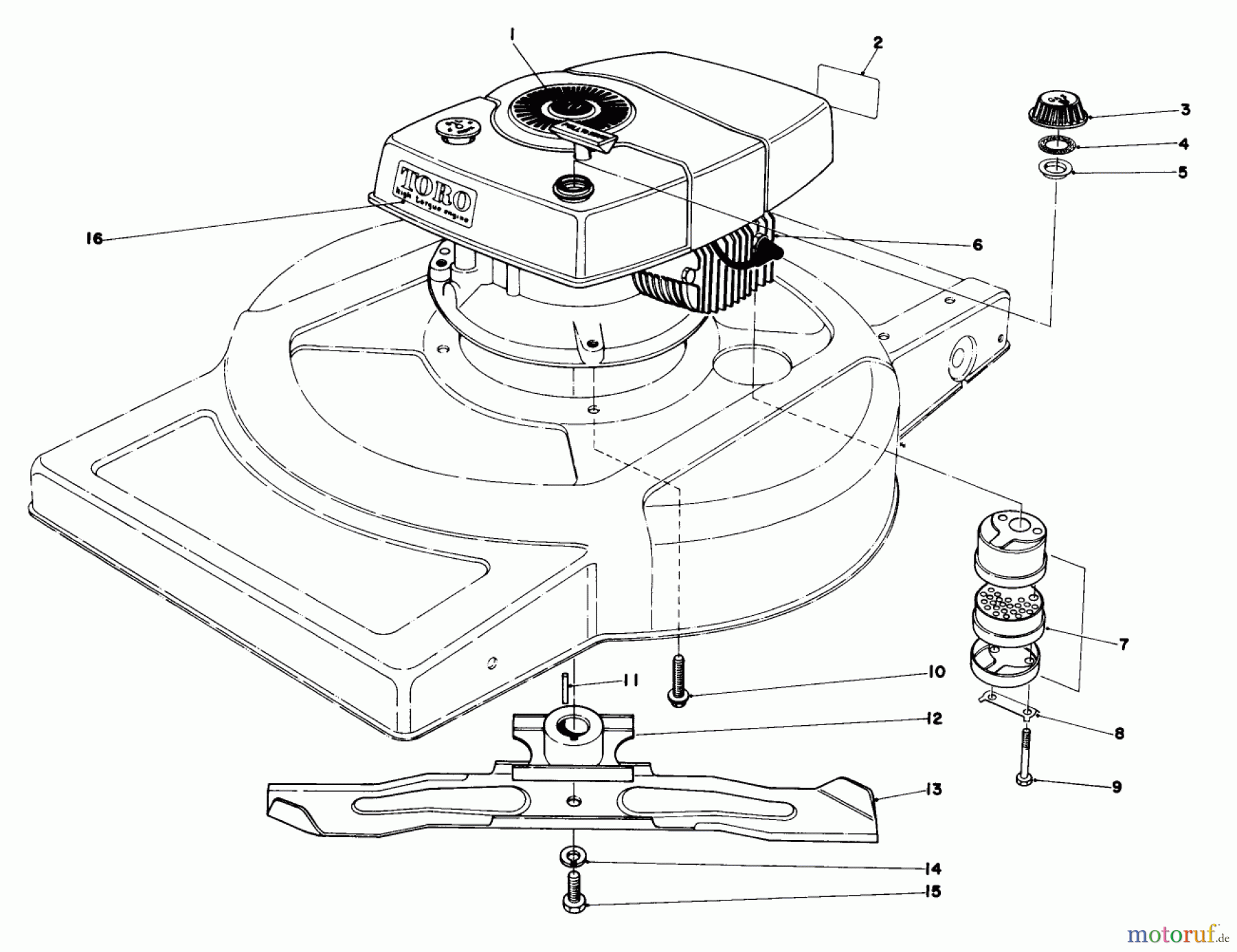 Toro Neu Mowers, Walk-Behind Seite 1 18060 - Toro Lawnmower, 1978 (8000001-8999999) ENGINE ASSEMBLY MODEL 18015