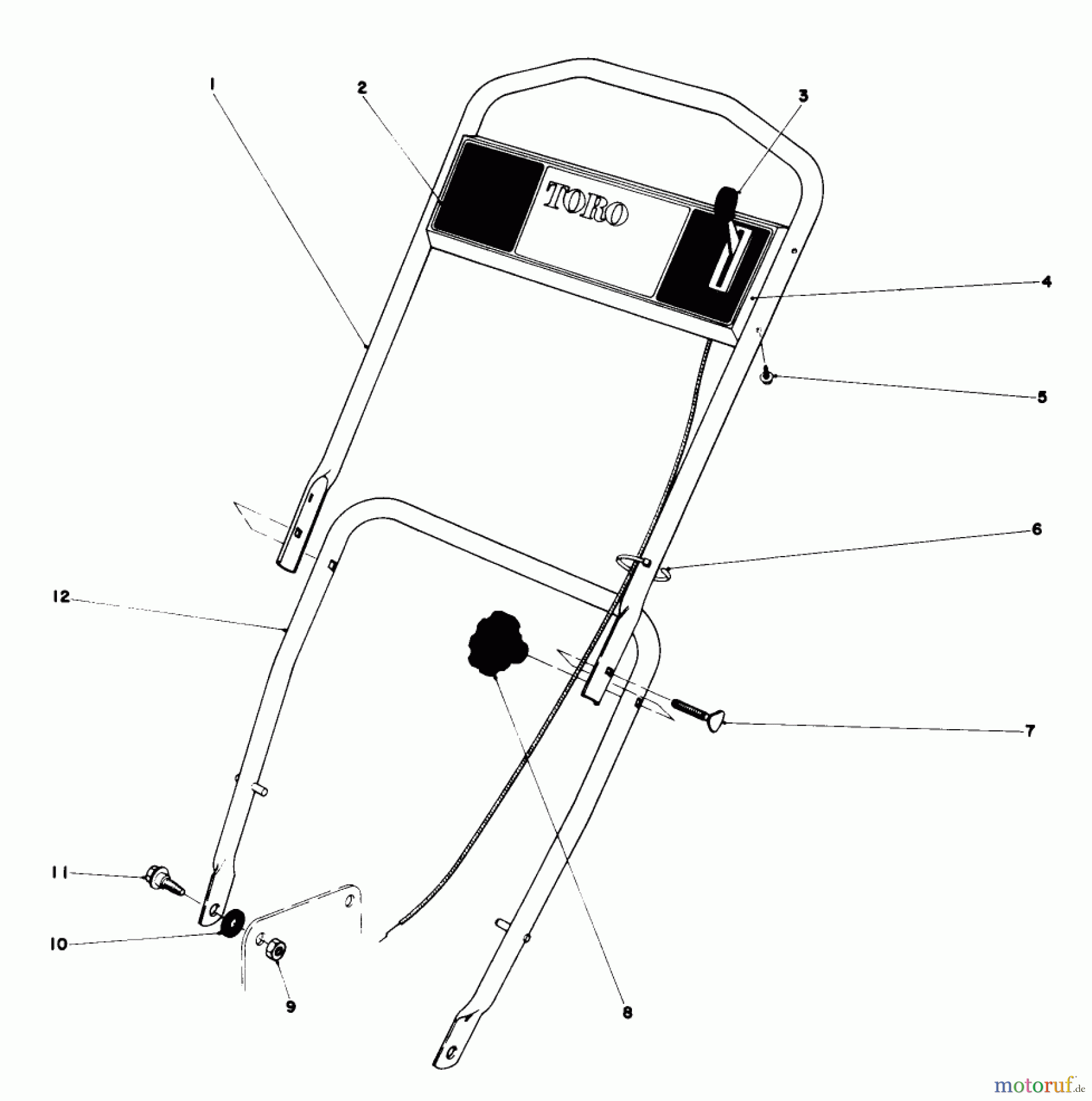 Toro Neu Mowers, Walk-Behind Seite 1 18060 - Toro Lawnmower, 1978 (8000001-8999999) HANDLE ASSEMBLY MODEL 18015