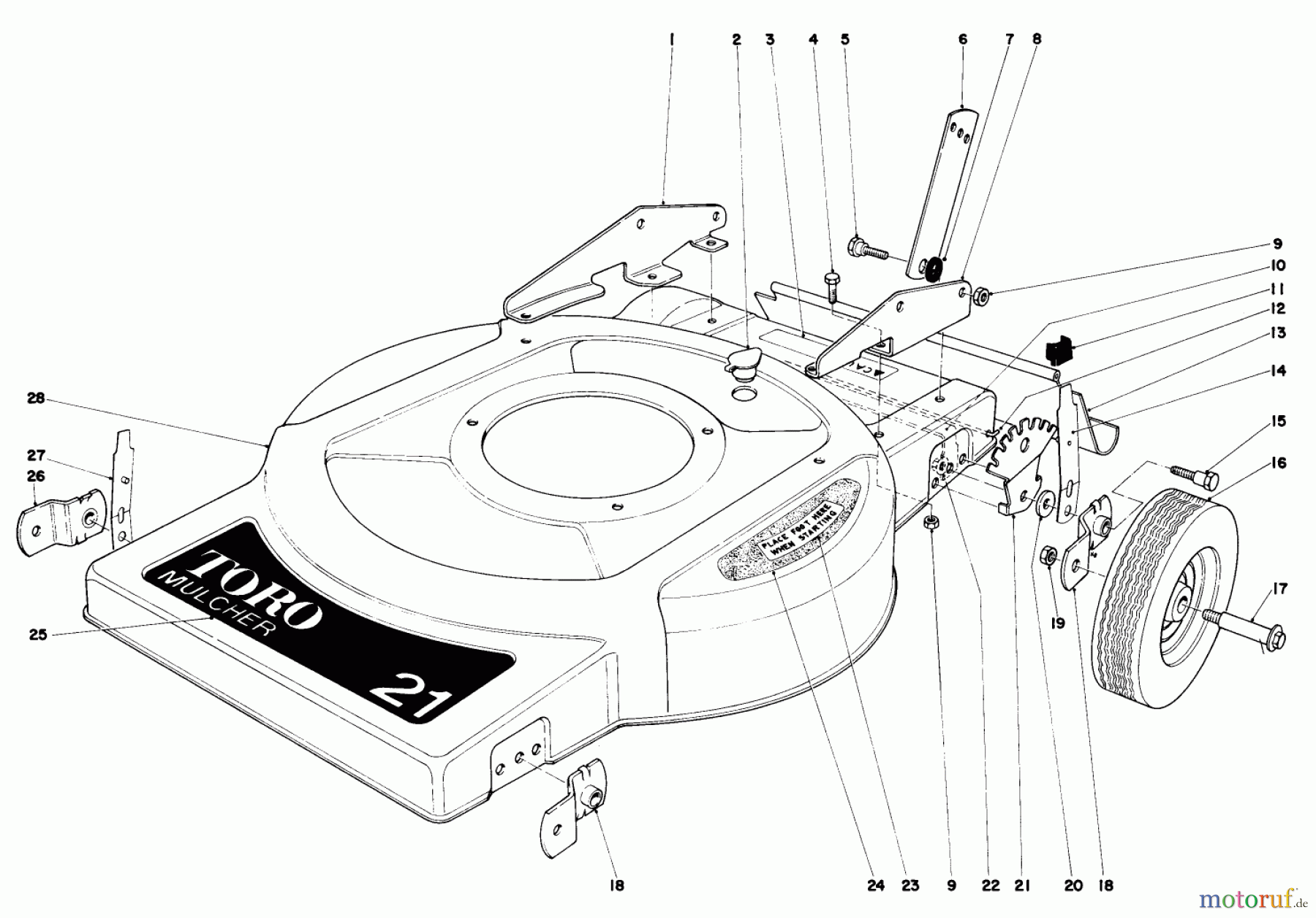 Toro Neu Mowers, Walk-Behind Seite 1 18017 - Toro Lawnmower, 1979 (9000001-9999999) HOUSING ASSEMBLY